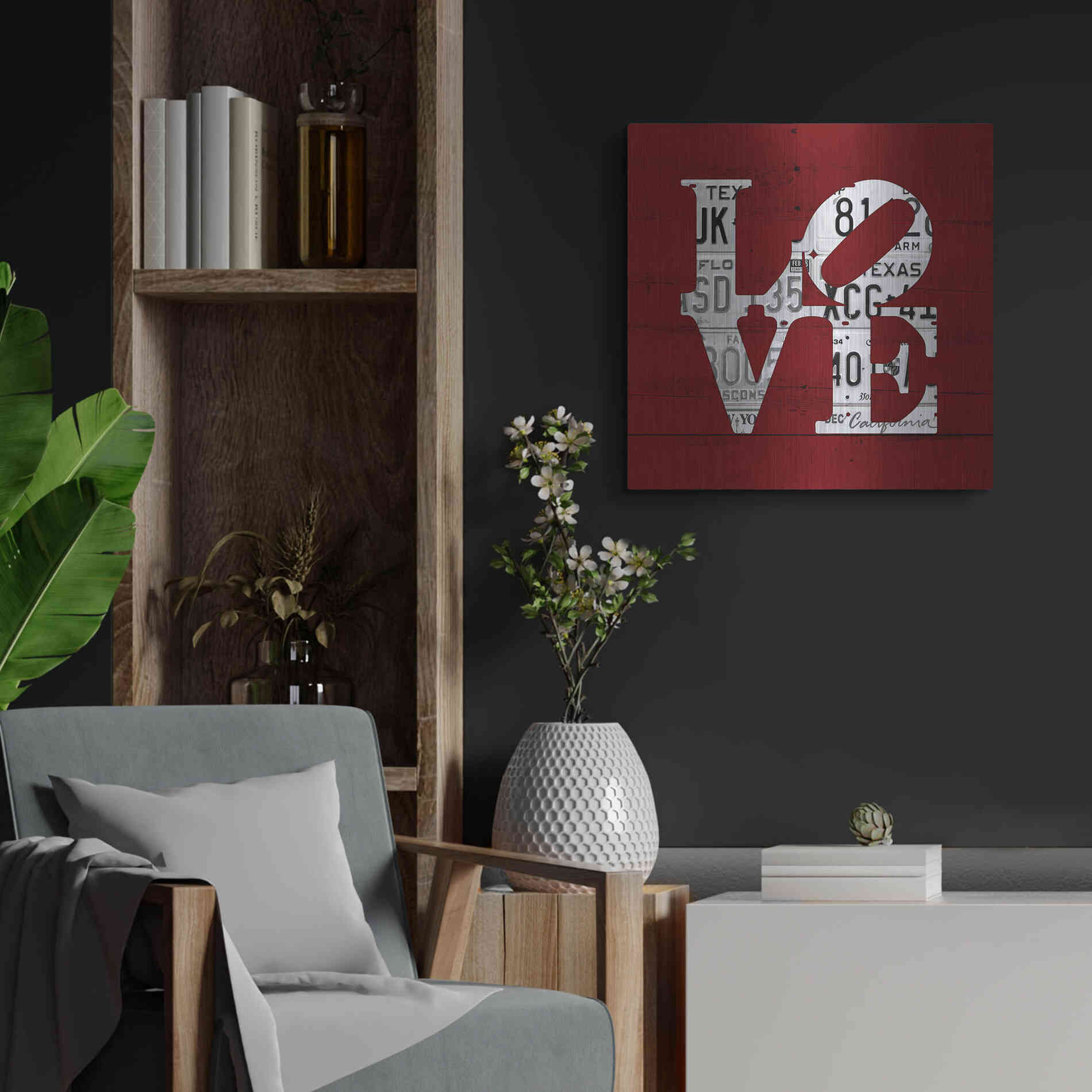 Luxe Metal Art 'Love Word Art License Plates' by Design Turnpike, Metal Wall Art,24x24