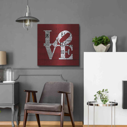 Luxe Metal Art 'Love Word Art License Plates' by Design Turnpike, Metal Wall Art,24x24