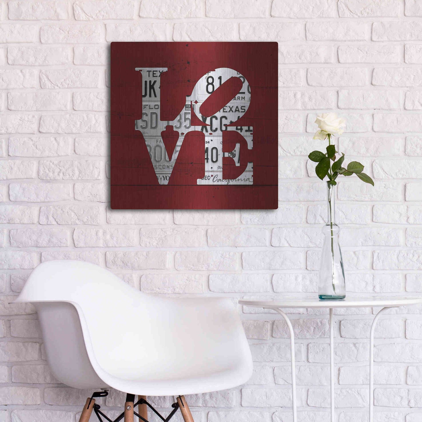 Luxe Metal Art 'Love Word Art License Plates' by Design Turnpike, Metal Wall Art,24x24