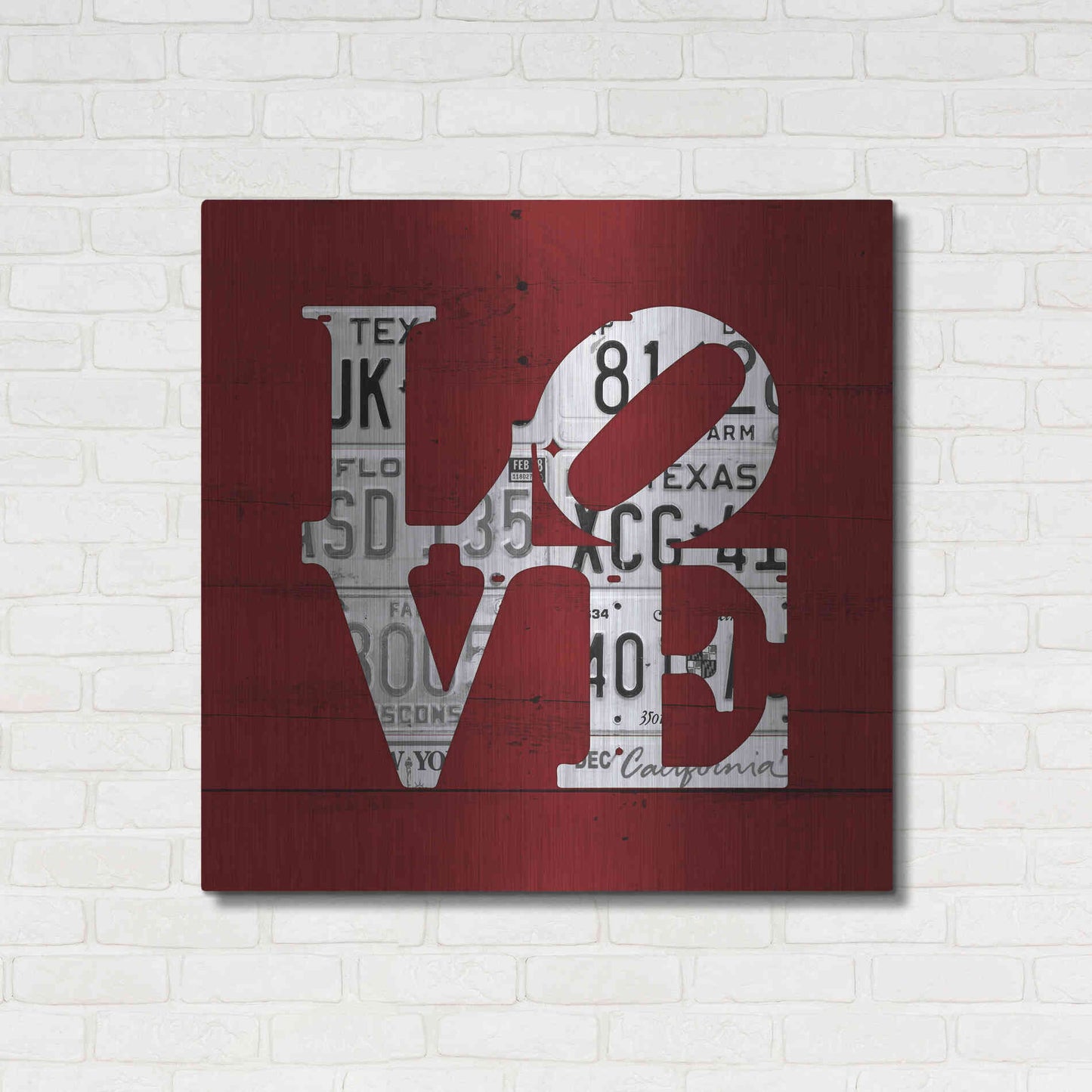 Luxe Metal Art 'Love Word Art License Plates' by Design Turnpike, Metal Wall Art,36x36