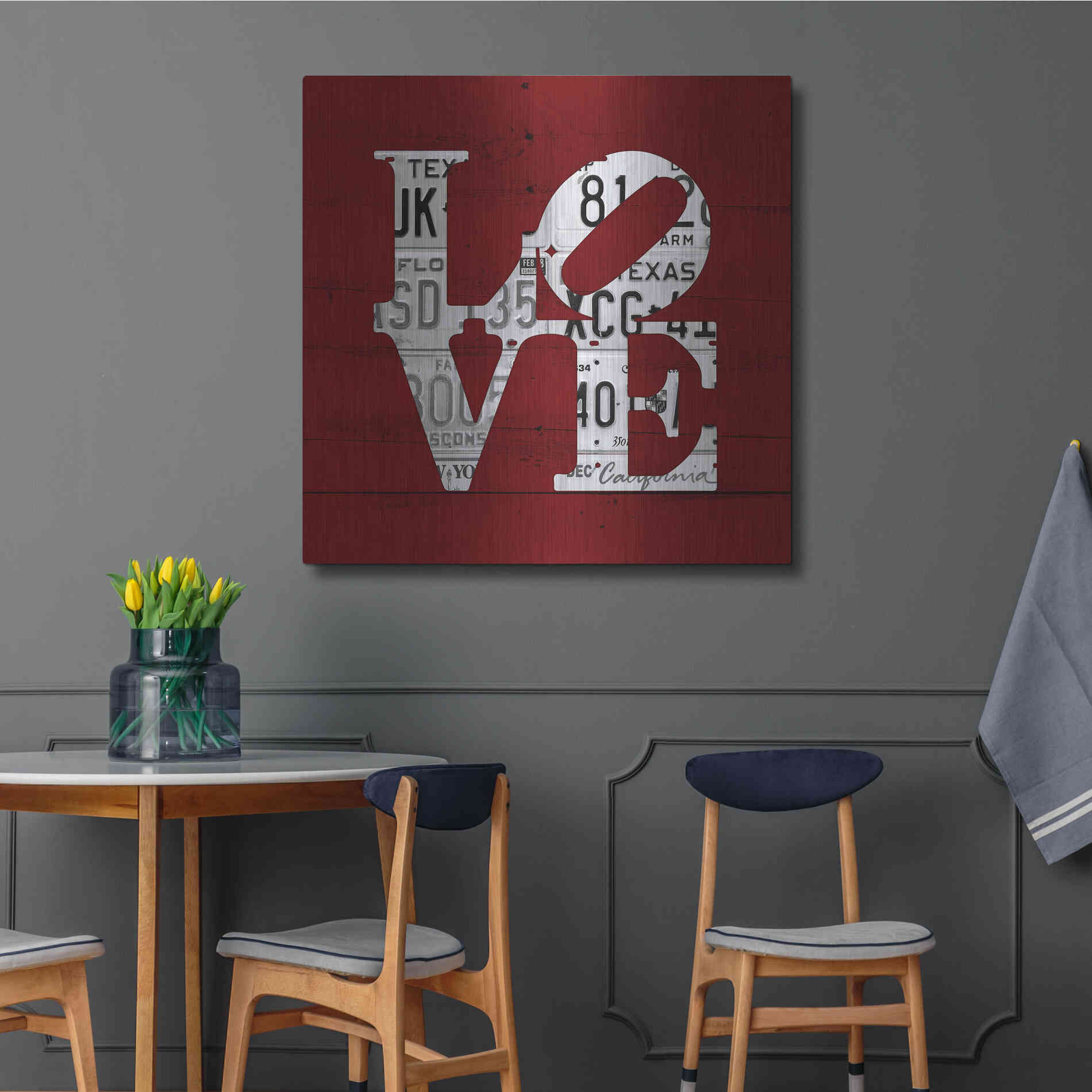 Luxe Metal Art 'Love Word Art License Plates' by Design Turnpike, Metal Wall Art,36x36