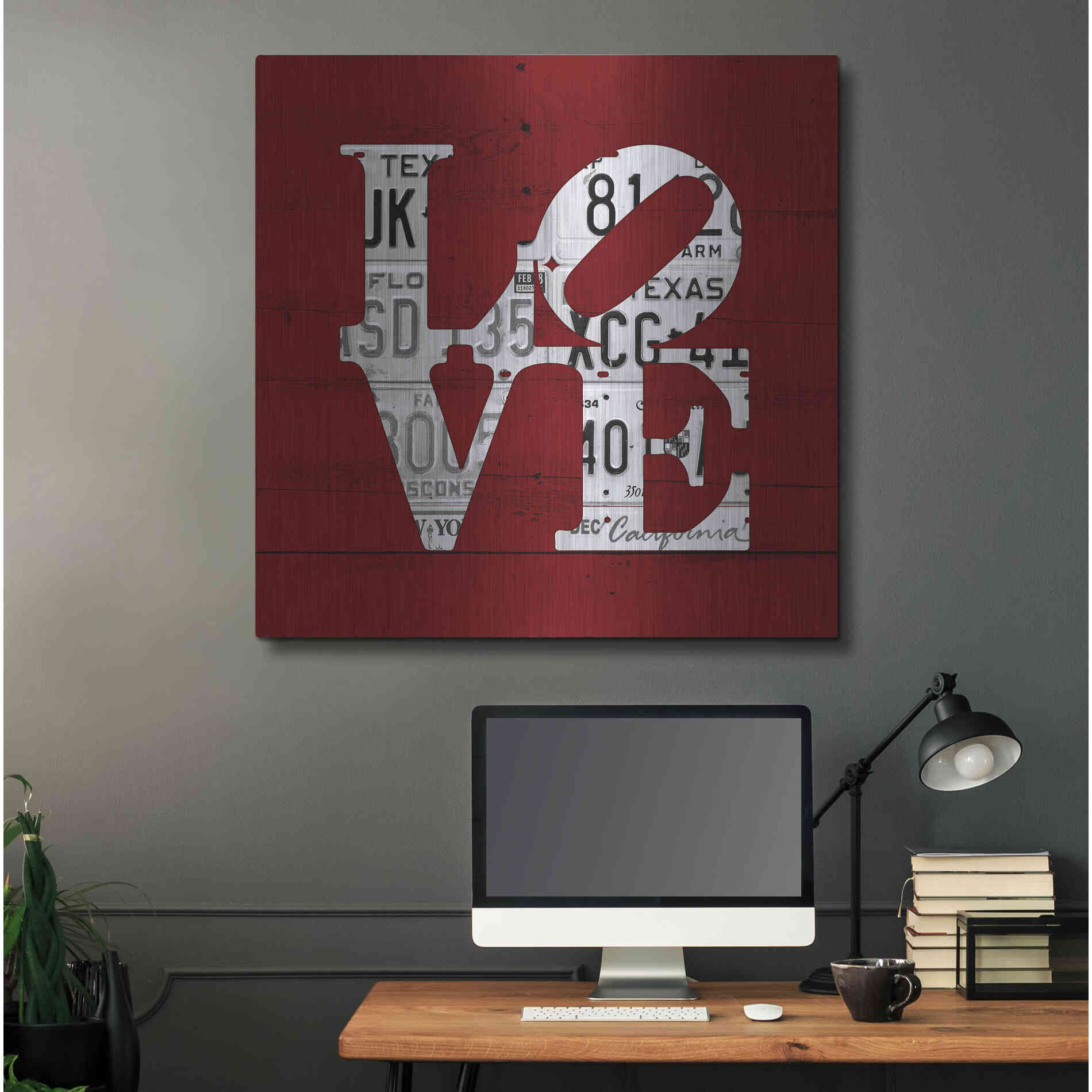 Luxe Metal Art 'Love Word Art License Plates' by Design Turnpike, Metal Wall Art,36x36