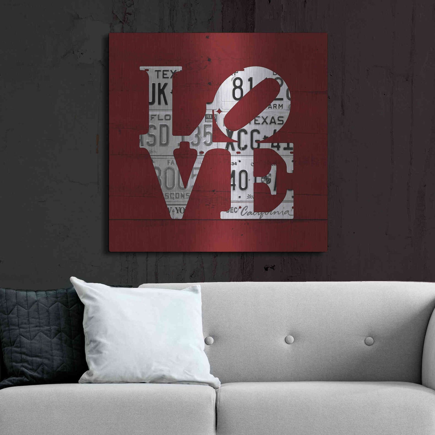 Luxe Metal Art 'Love Word Art License Plates' by Design Turnpike, Metal Wall Art,36x36