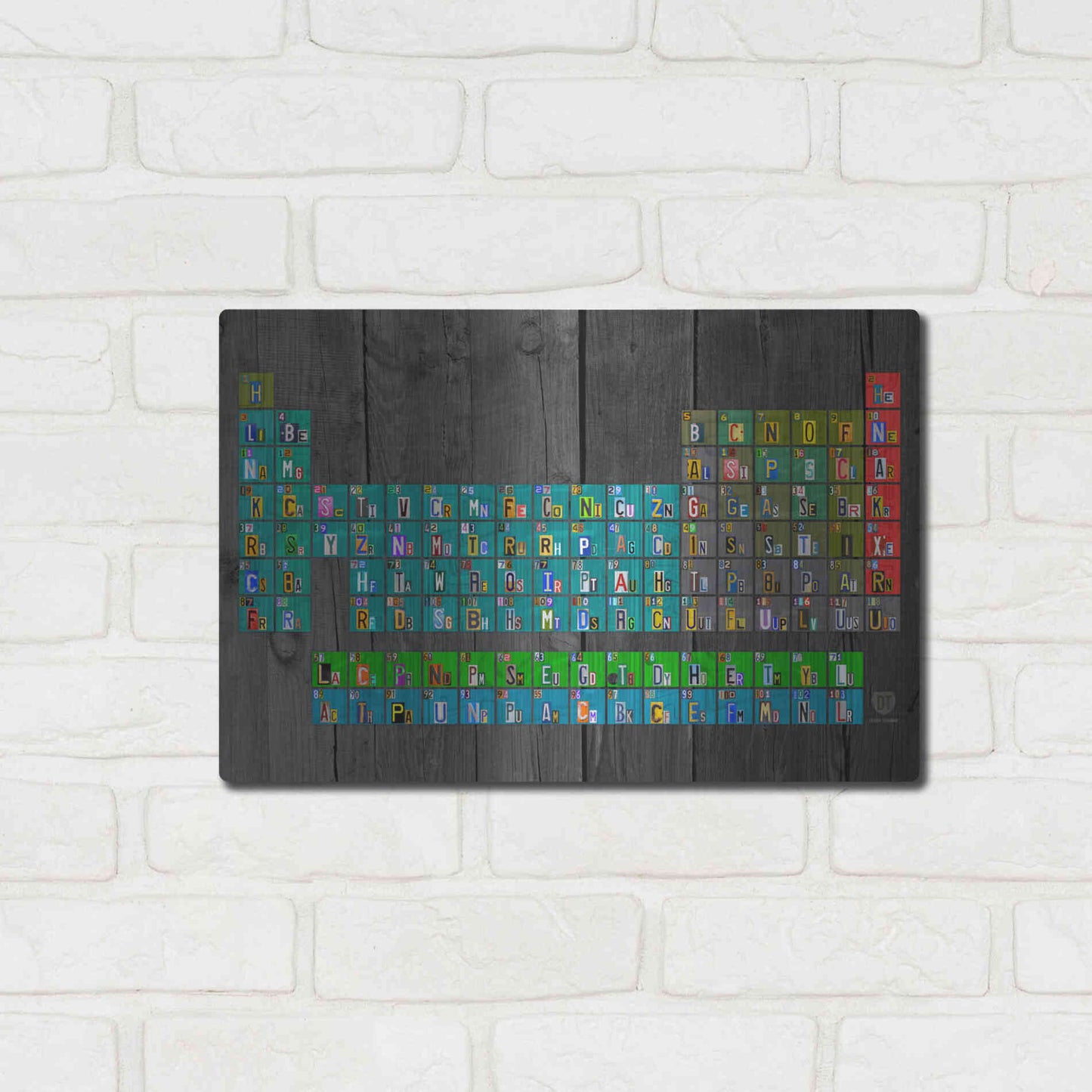 Luxe Metal Art 'License Plate - Periodic Table' by Design Turnpike, Metal Wall Art,16x12