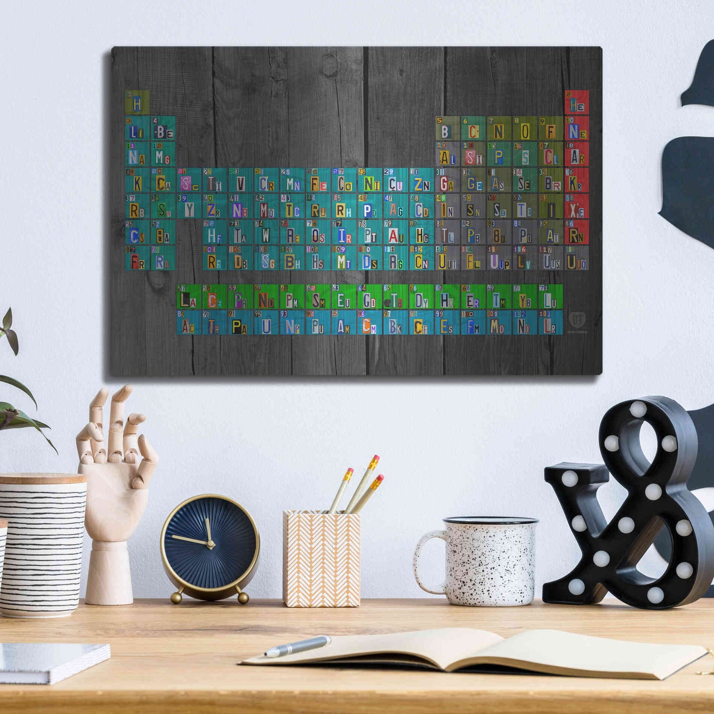 Luxe Metal Art 'License Plate - Periodic Table' by Design Turnpike, Metal Wall Art,16x12