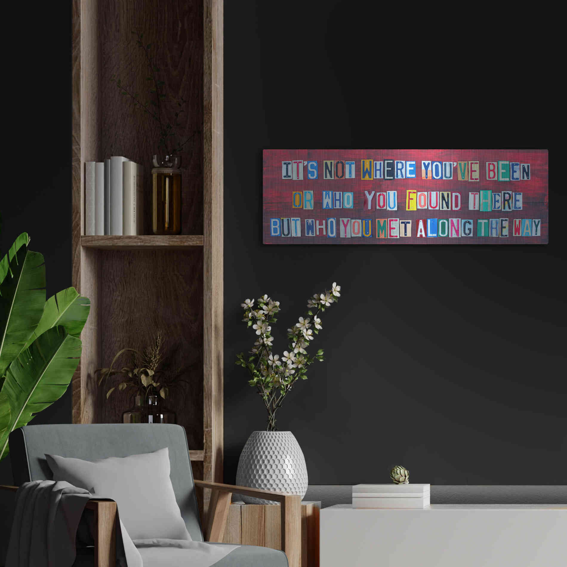 Luxe Metal Art 'Its Not Where You've Been' by Design Turnpike, Metal Wall Art,36x12