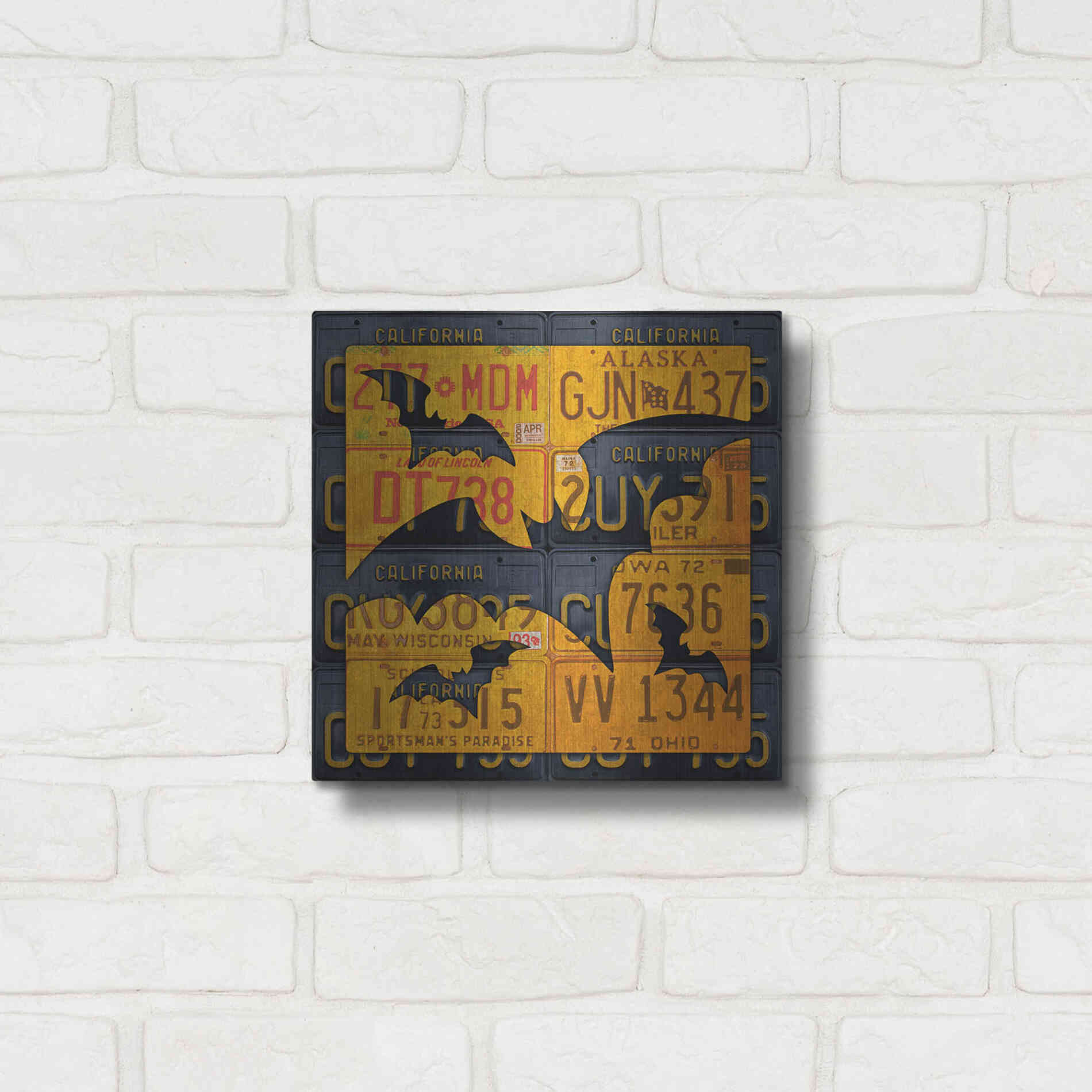 Luxe Metal Art 'Halloween Bats' by Design Turnpike, Metal Wall Art,12x12