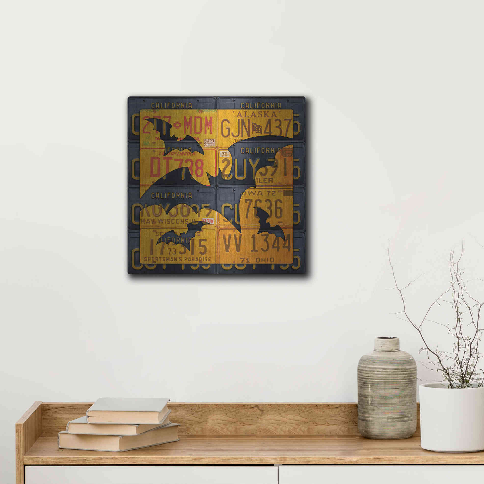 Luxe Metal Art 'Halloween Bats' by Design Turnpike, Metal Wall Art,12x12
