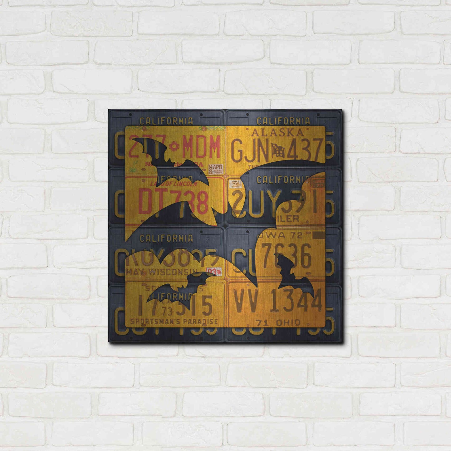 Luxe Metal Art 'Halloween Bats' by Design Turnpike, Metal Wall Art,24x24
