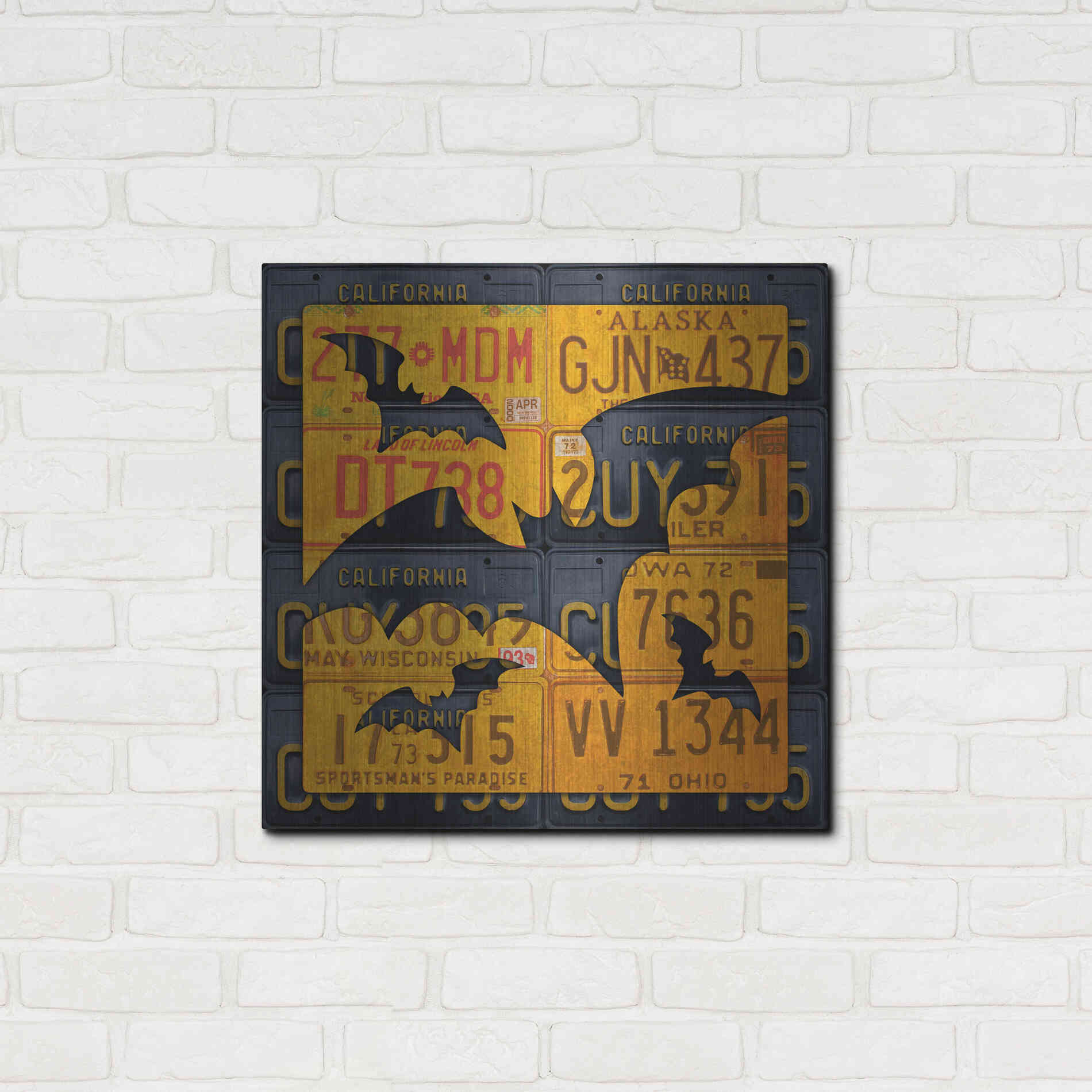 Luxe Metal Art 'Halloween Bats' by Design Turnpike, Metal Wall Art,24x24
