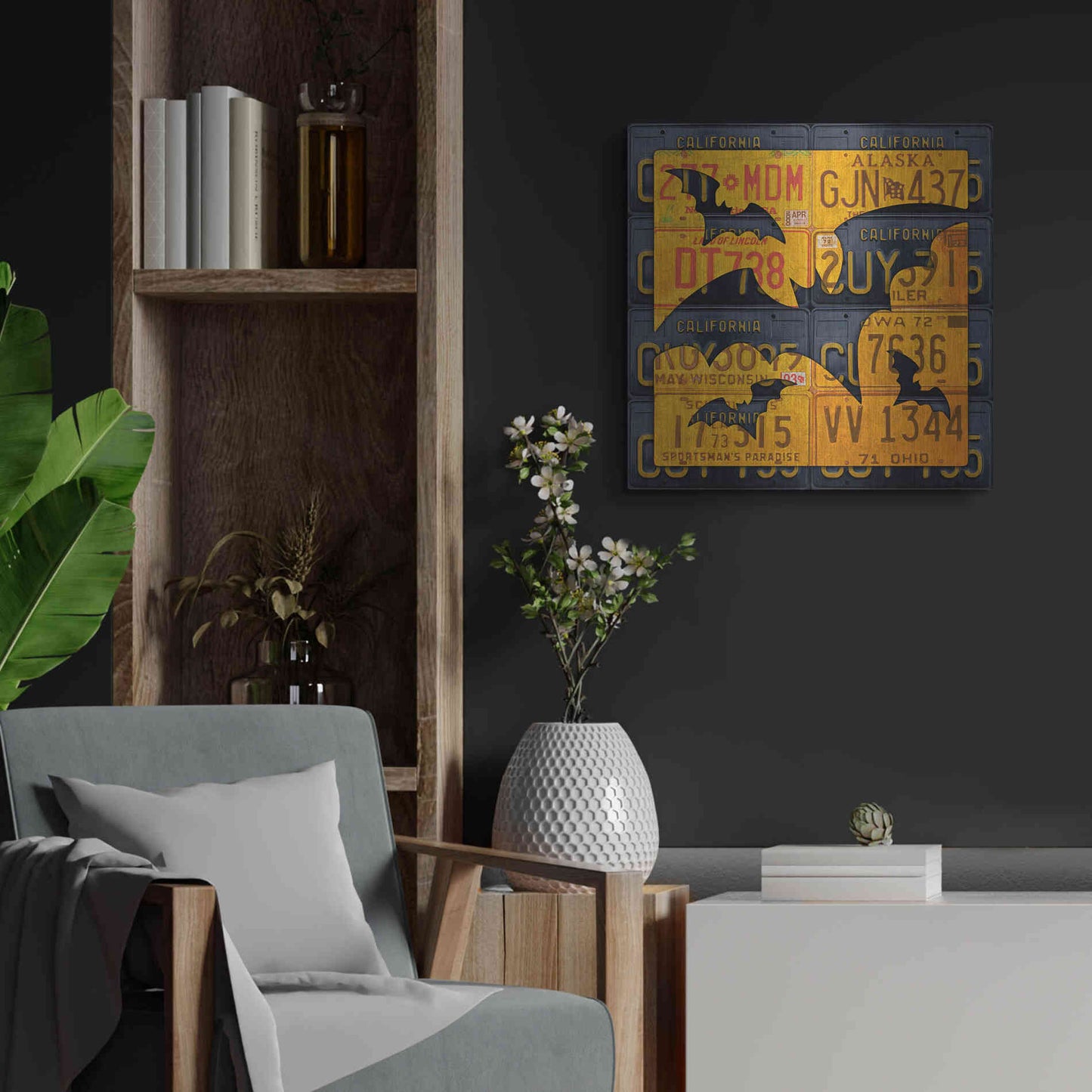 Luxe Metal Art 'Halloween Bats' by Design Turnpike, Metal Wall Art,24x24