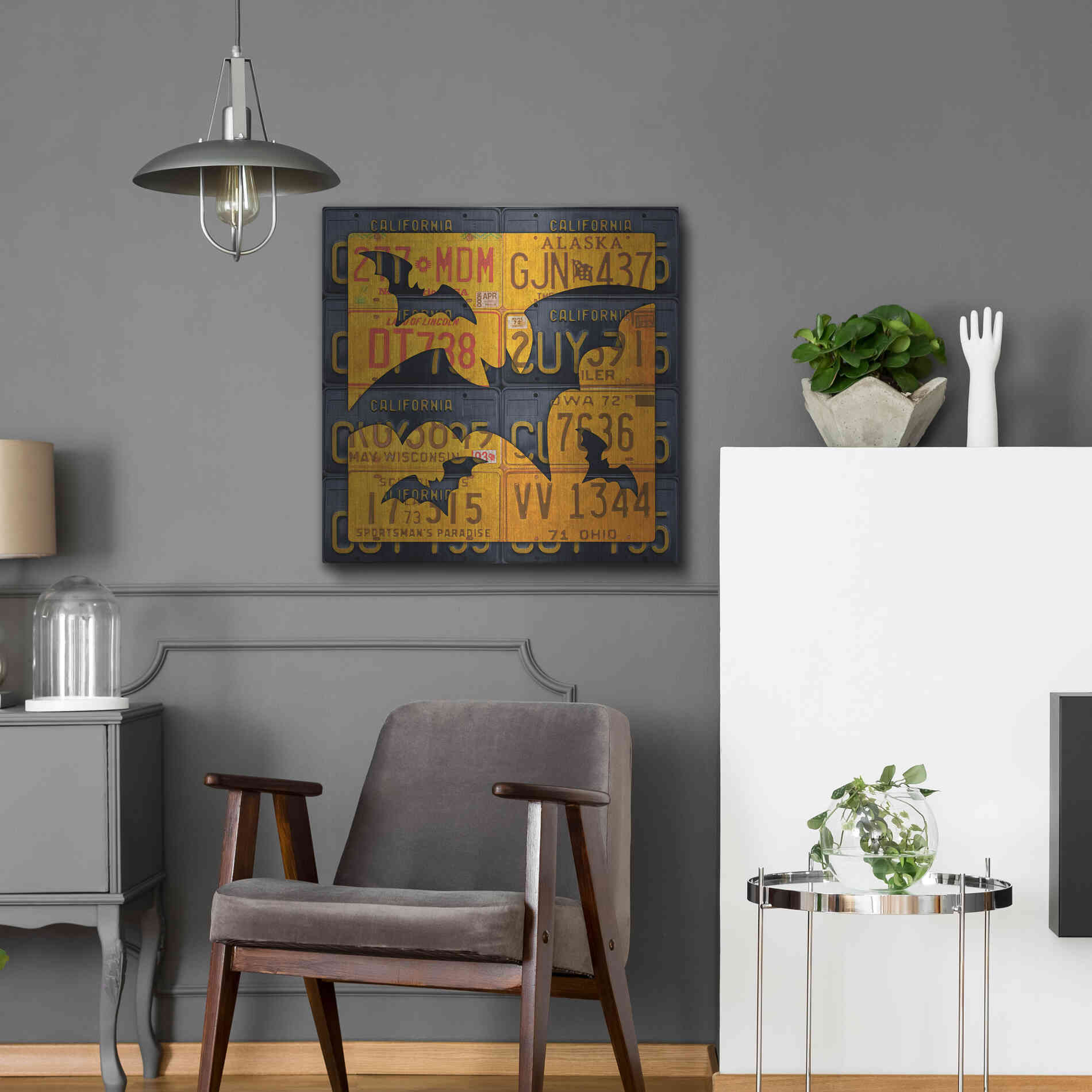 Luxe Metal Art 'Halloween Bats' by Design Turnpike, Metal Wall Art,24x24