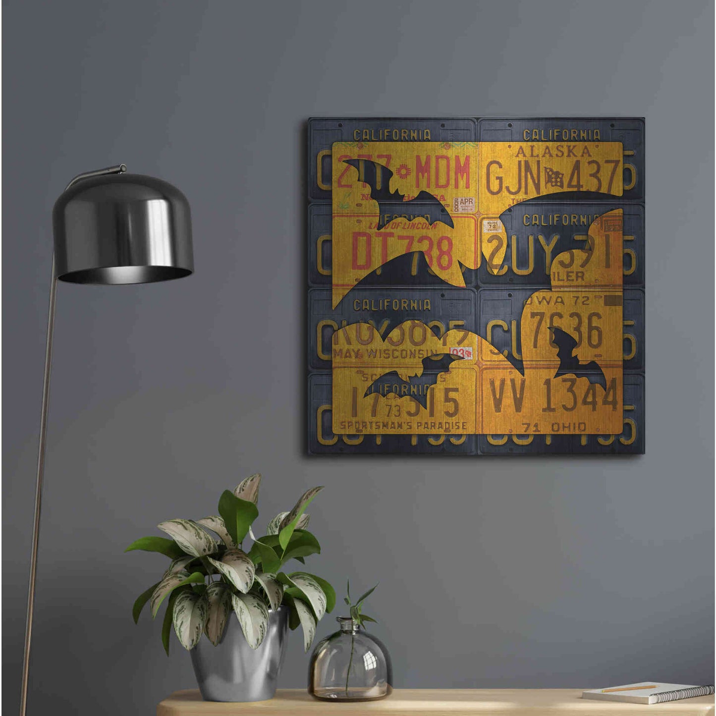 Luxe Metal Art 'Halloween Bats' by Design Turnpike, Metal Wall Art,24x24
