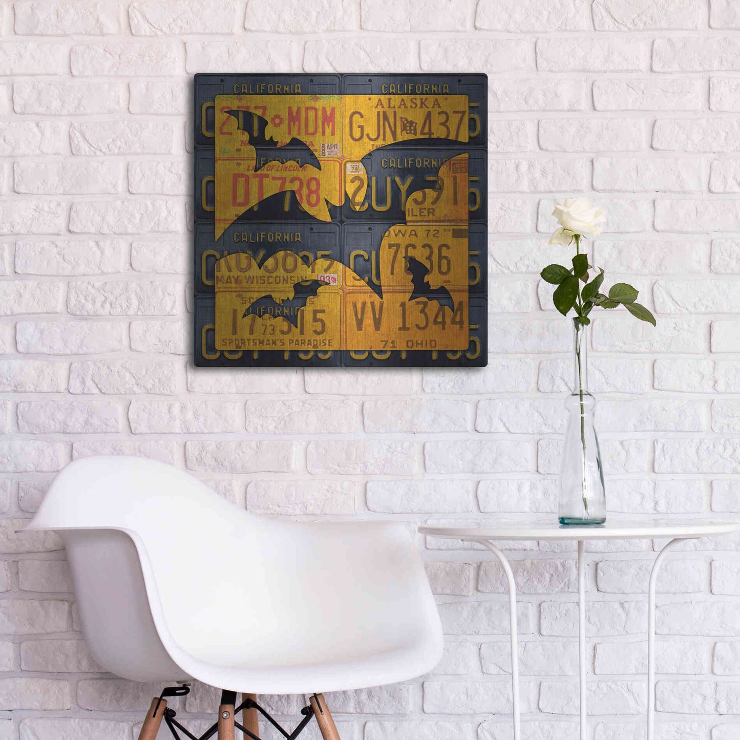 Luxe Metal Art 'Halloween Bats' by Design Turnpike, Metal Wall Art,24x24