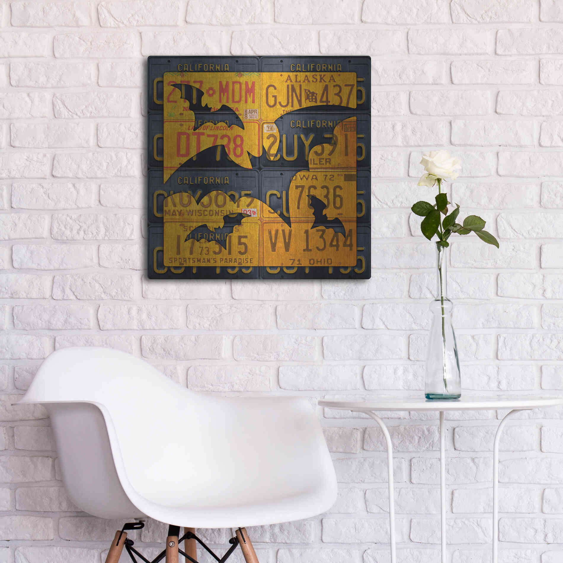 Luxe Metal Art 'Halloween Bats' by Design Turnpike, Metal Wall Art,24x24