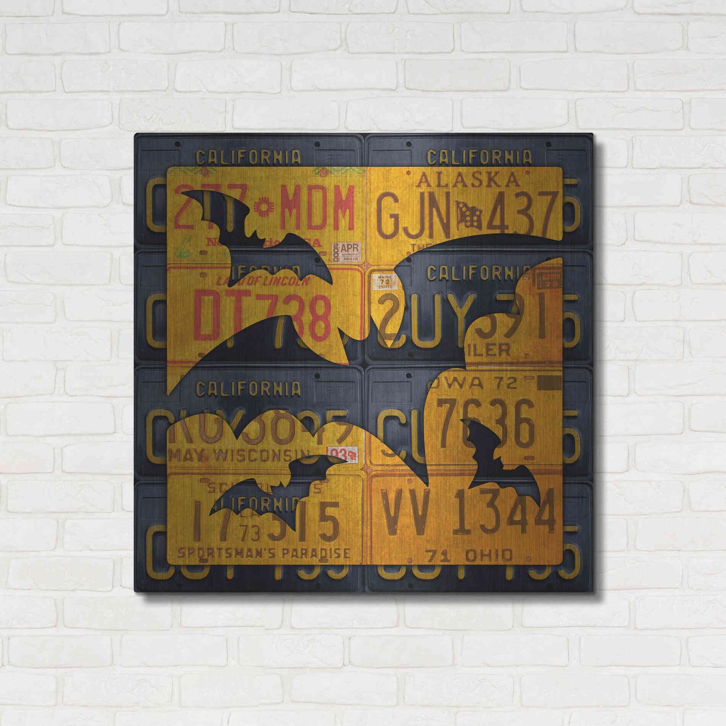 Luxe Metal Art 'Halloween Bats' by Design Turnpike, Metal Wall Art,36x36