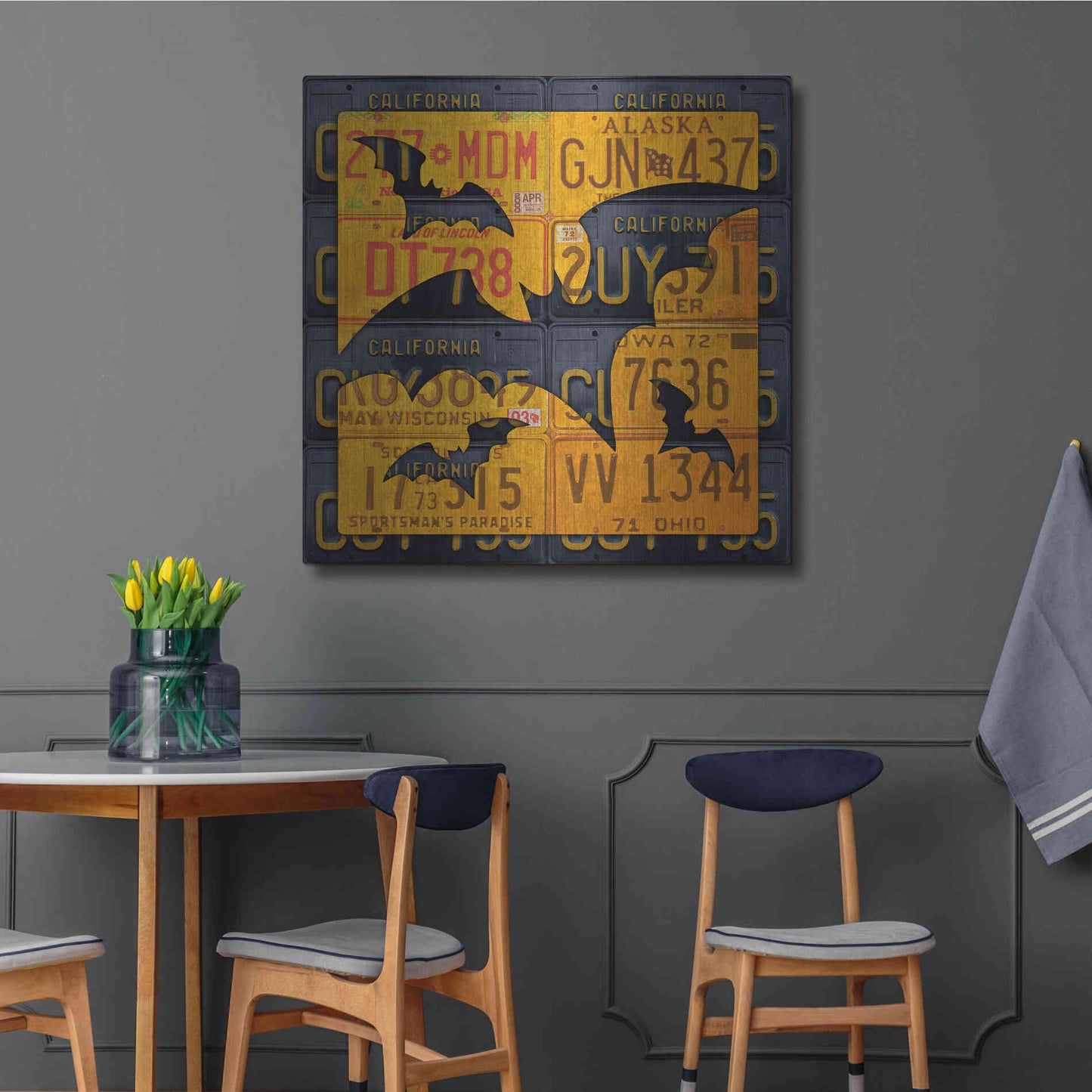 Luxe Metal Art 'Halloween Bats' by Design Turnpike, Metal Wall Art,36x36