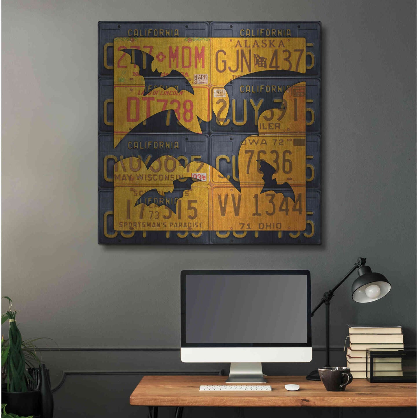 Luxe Metal Art 'Halloween Bats' by Design Turnpike, Metal Wall Art,36x36