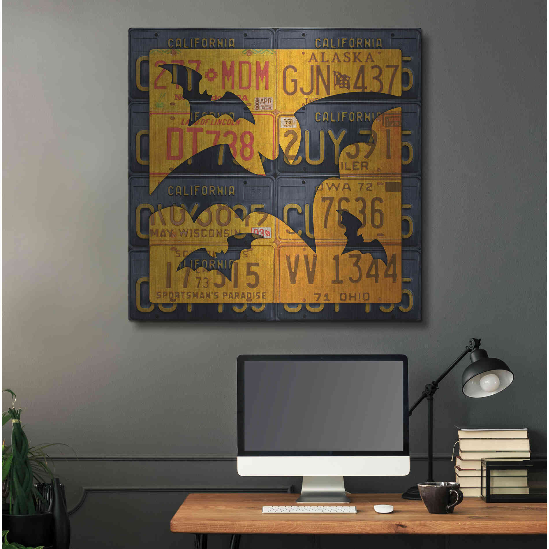 Luxe Metal Art 'Halloween Bats' by Design Turnpike, Metal Wall Art,36x36