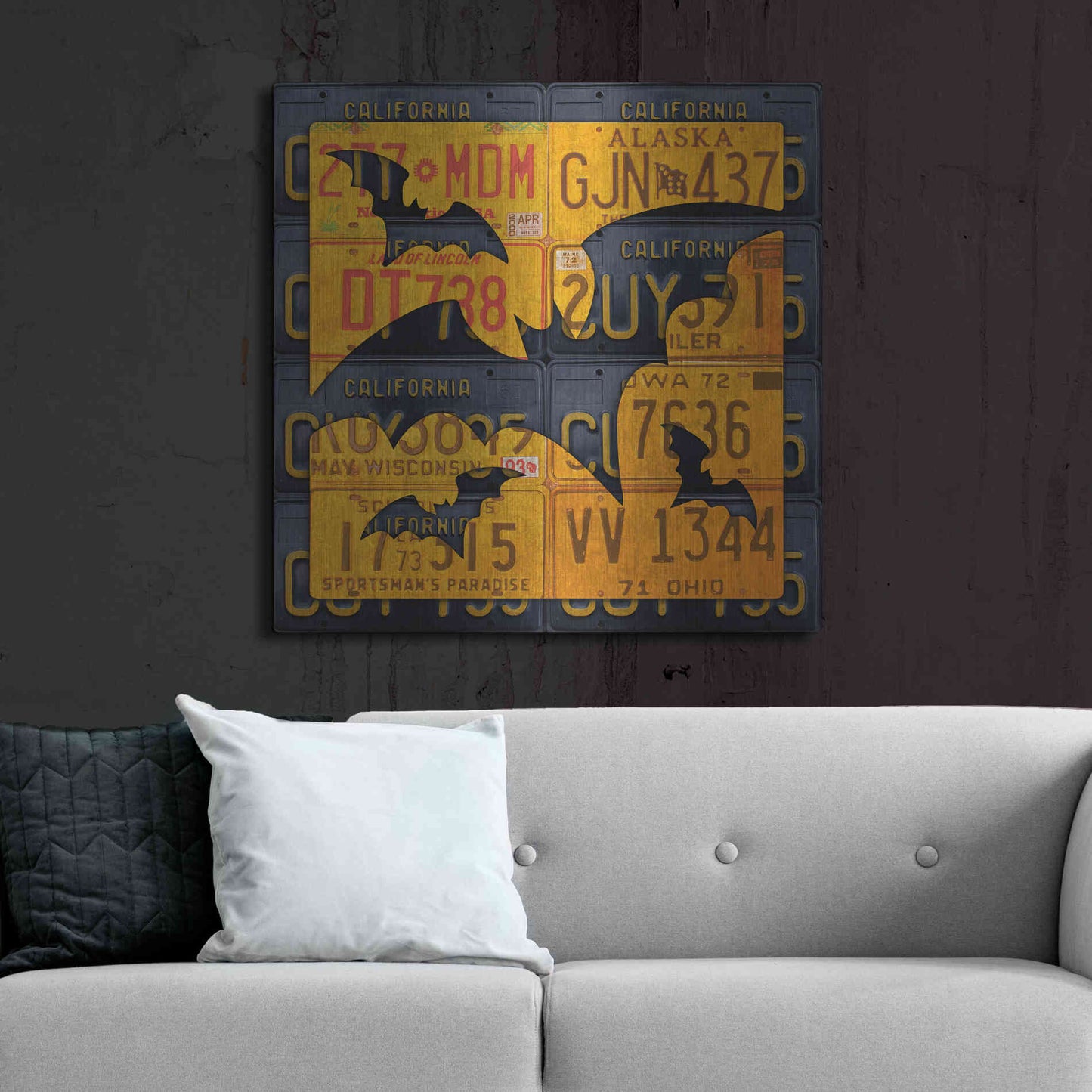Luxe Metal Art 'Halloween Bats' by Design Turnpike, Metal Wall Art,36x36