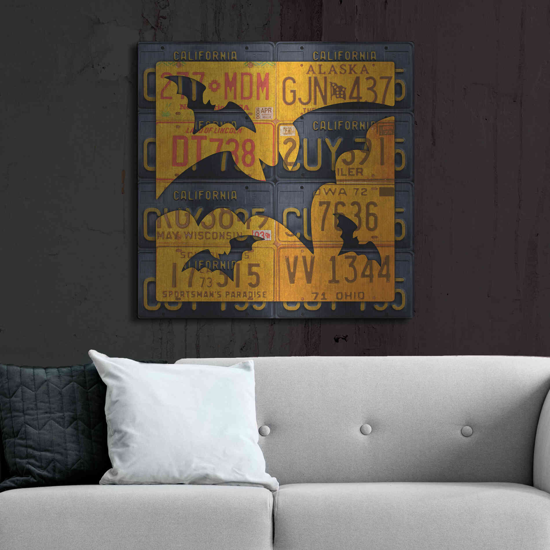 Luxe Metal Art 'Halloween Bats' by Design Turnpike, Metal Wall Art,36x36