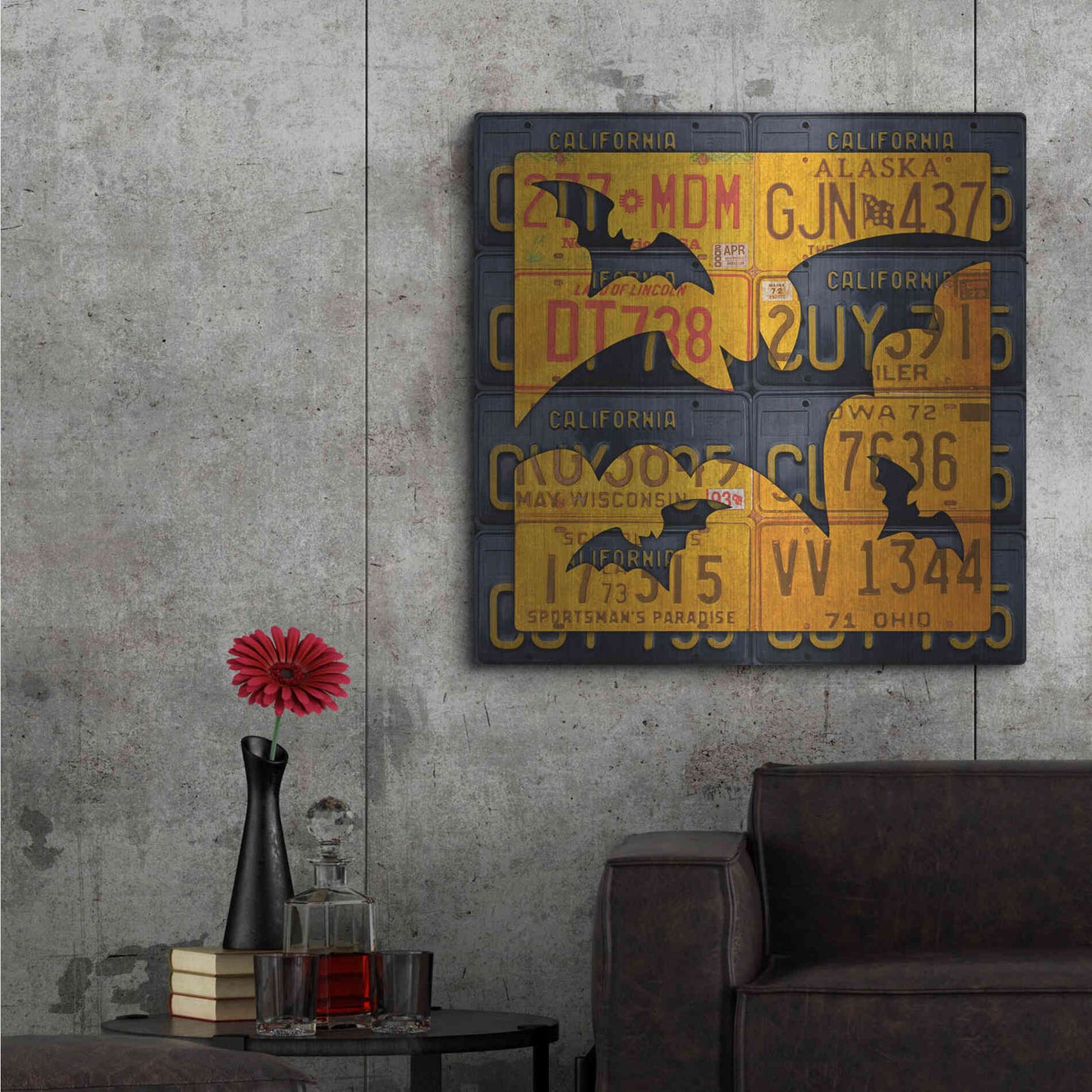 Luxe Metal Art 'Halloween Bats' by Design Turnpike, Metal Wall Art,36x36