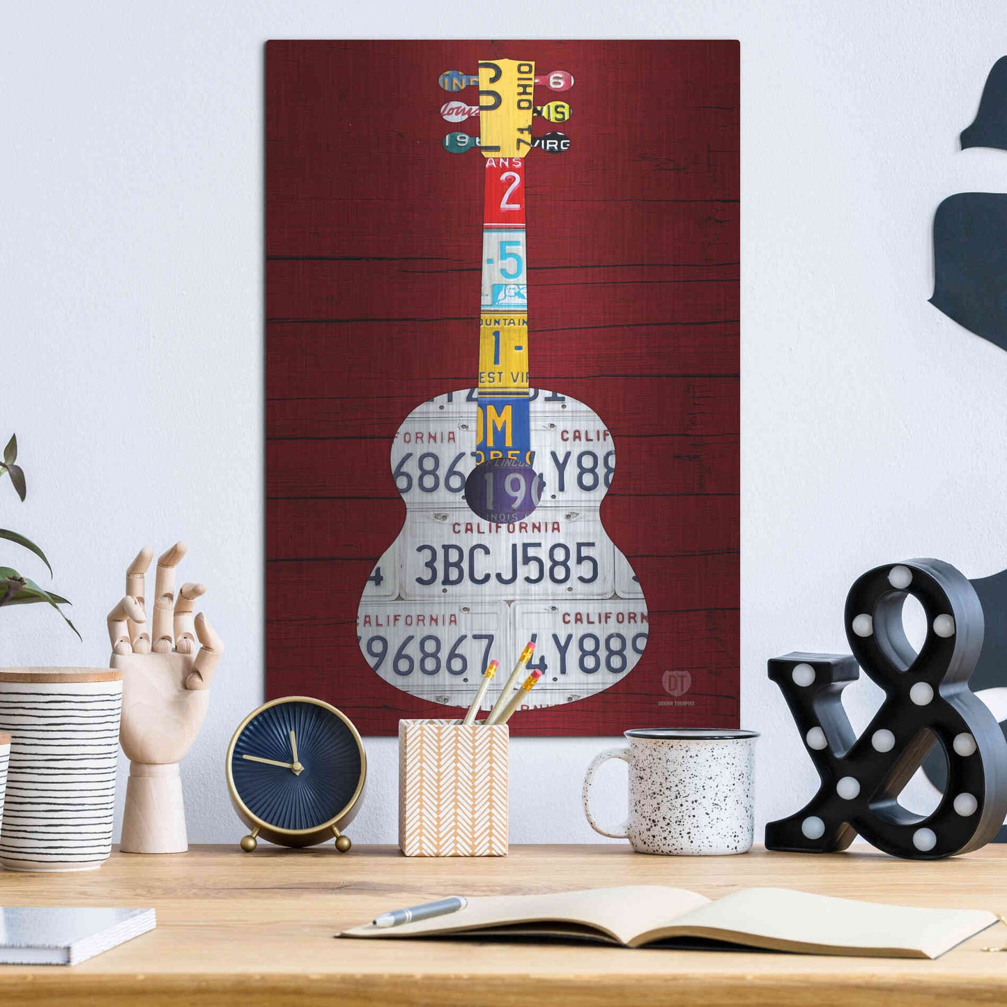 Luxe Metal Art 'Guitar 1' by Design Turnpike, Metal Wall Art,12x16