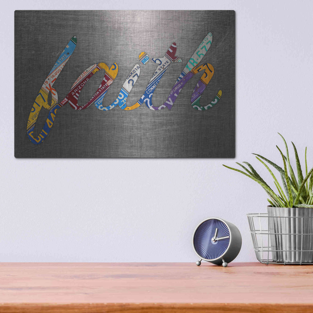 Luxe Metal Art 'Faith Sign Metal' by Design Turnpike, Metal Wall Art,16x12