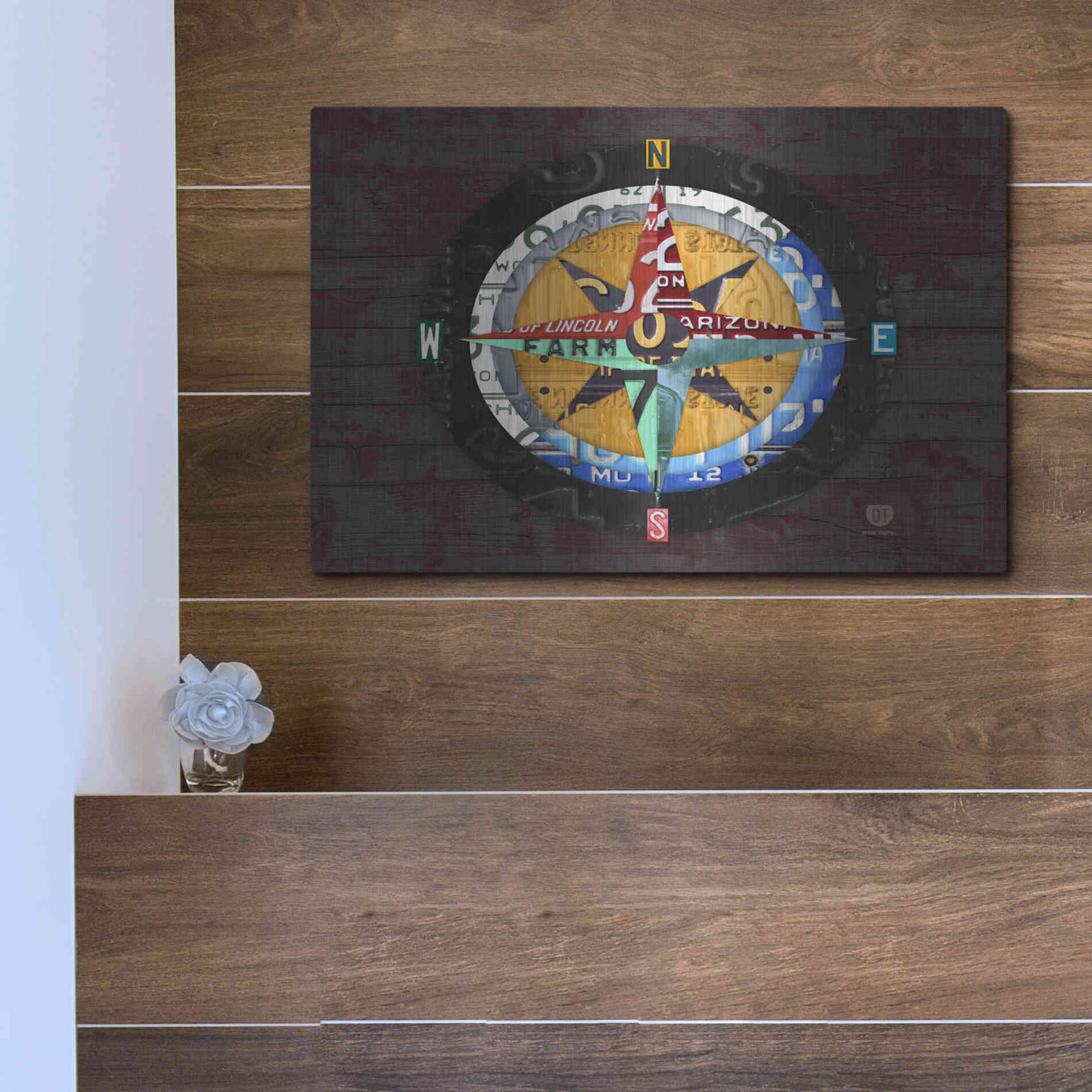 Luxe Metal Art 'Compass' by Design Turnpike, Metal Wall Art,16x12
