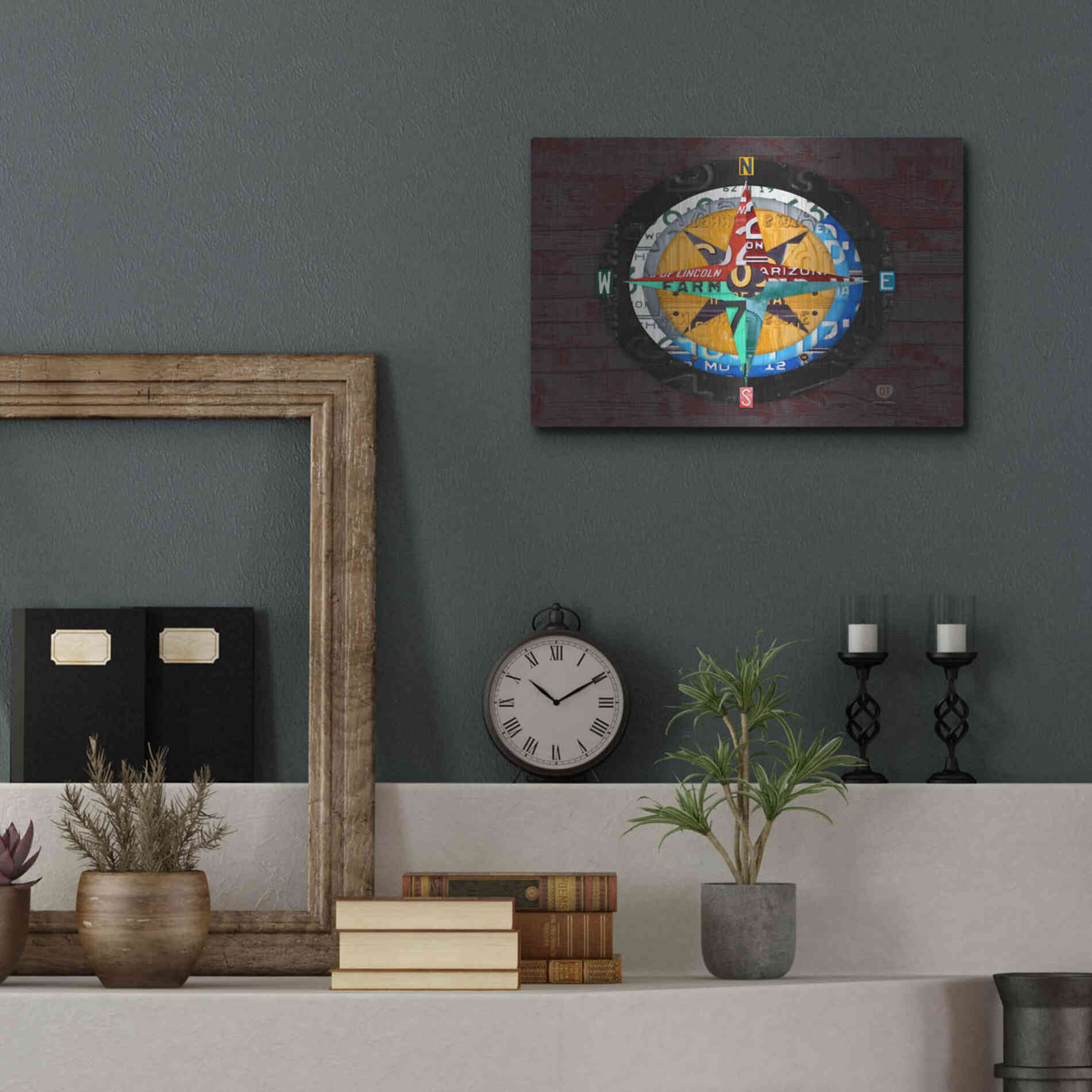 Luxe Metal Art 'Compass' by Design Turnpike, Metal Wall Art,16x12