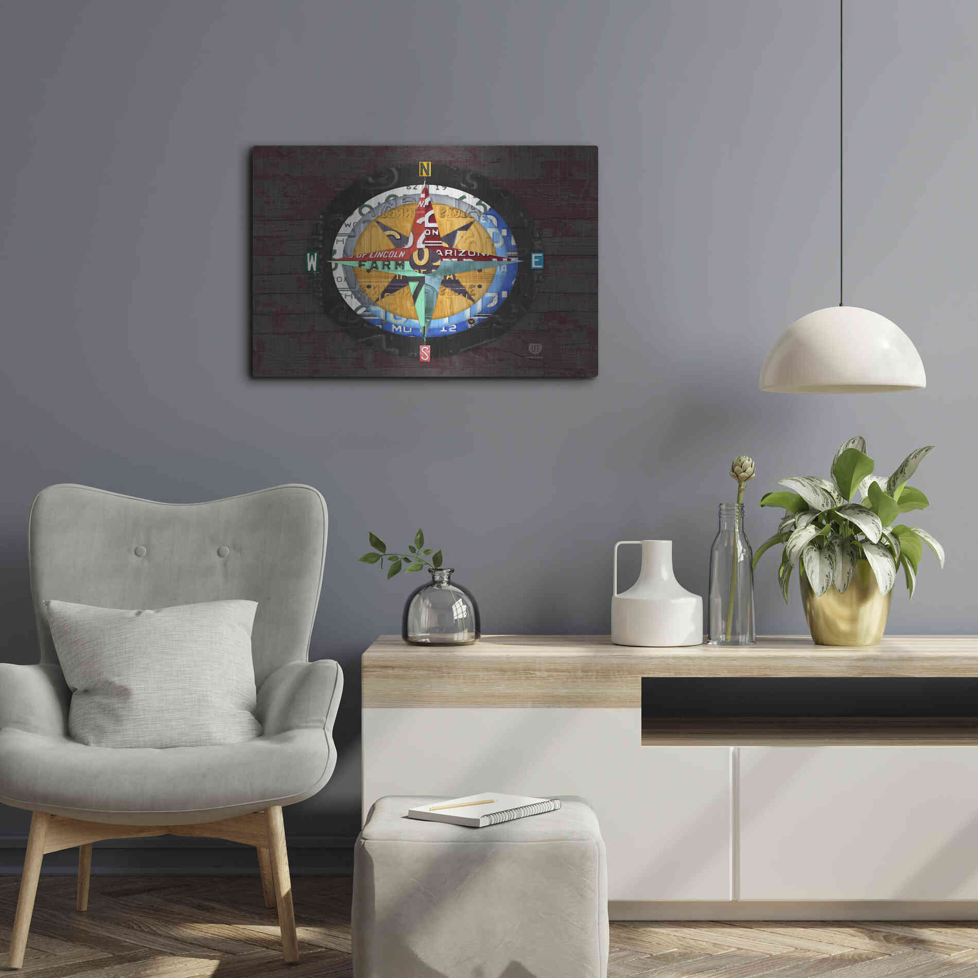 Luxe Metal Art 'Compass' by Design Turnpike, Metal Wall Art,24x16