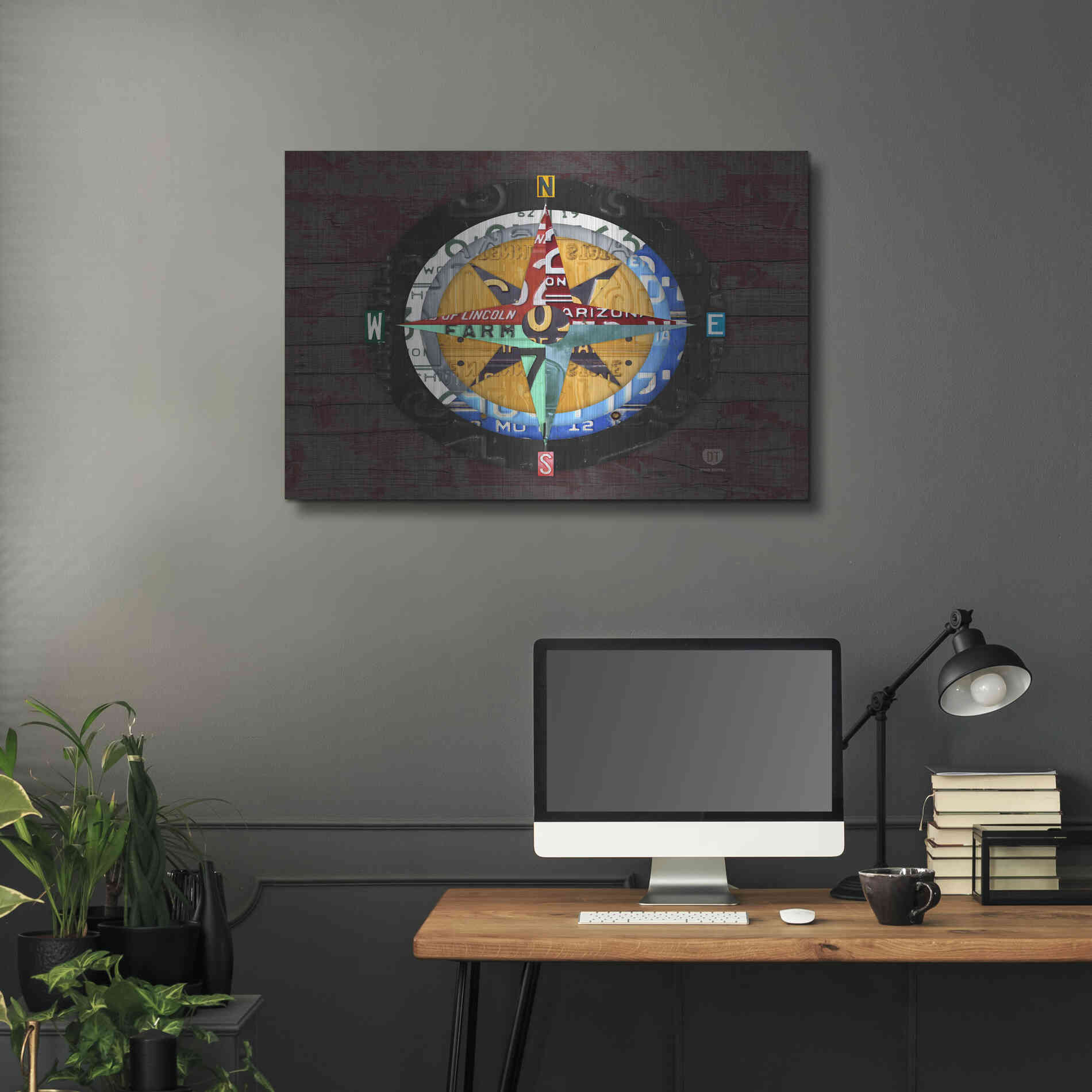Luxe Metal Art 'Compass' by Design Turnpike, Metal Wall Art,36x24