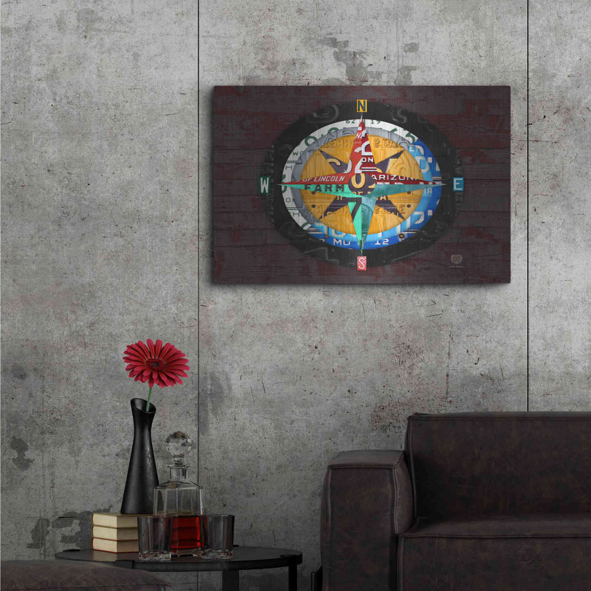 Luxe Metal Art 'Compass' by Design Turnpike, Metal Wall Art,36x24