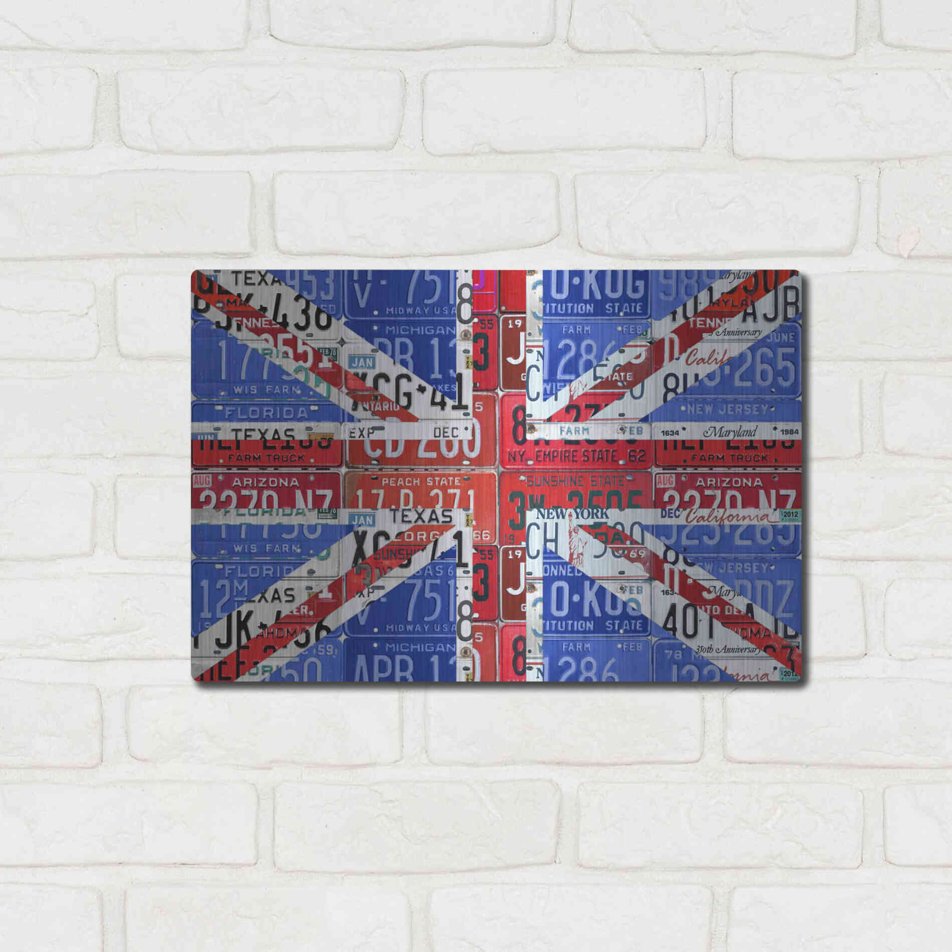 Luxe Metal Art 'UK Flag License Plate' by Design Turnpike, Metal Wall Art,16x12