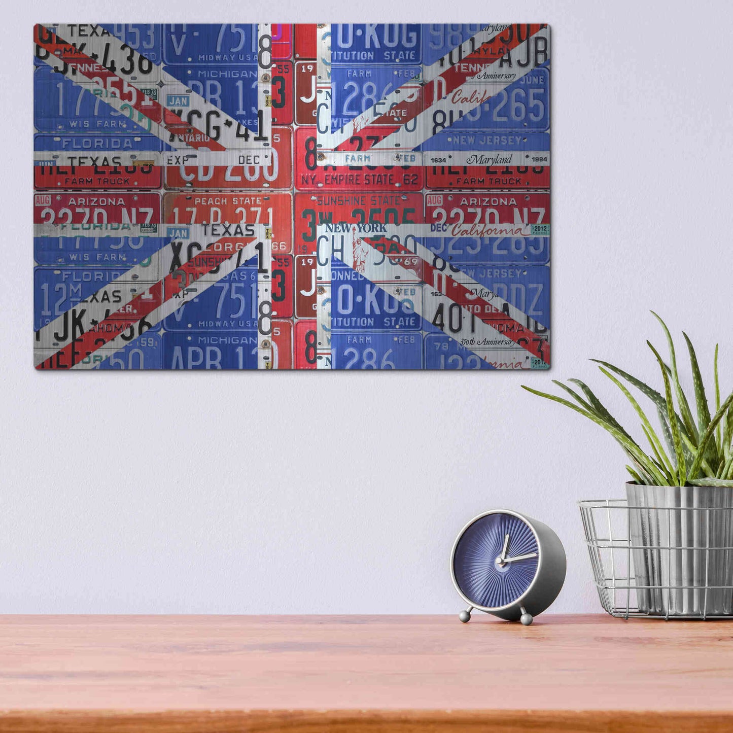 Luxe Metal Art 'UK Flag License Plate' by Design Turnpike, Metal Wall Art,16x12