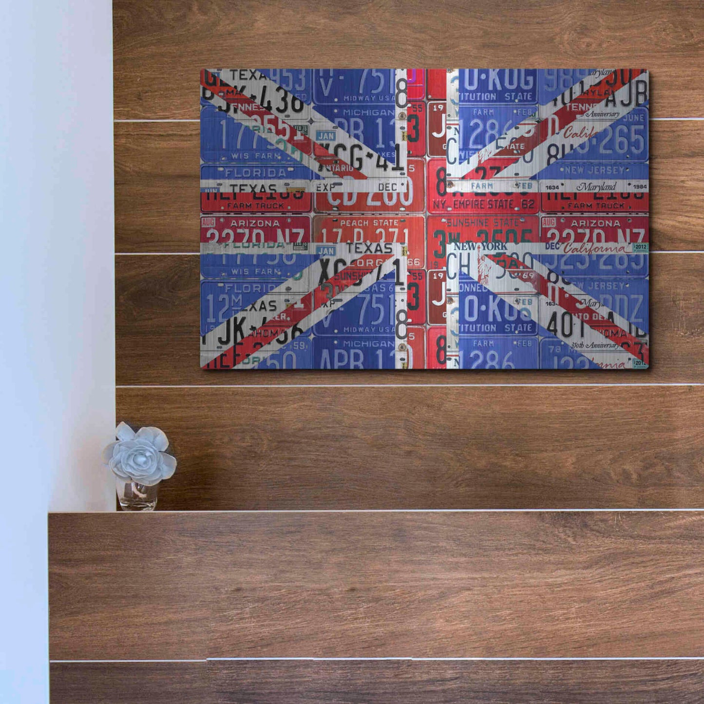 Luxe Metal Art 'UK Flag License Plate' by Design Turnpike, Metal Wall Art,16x12