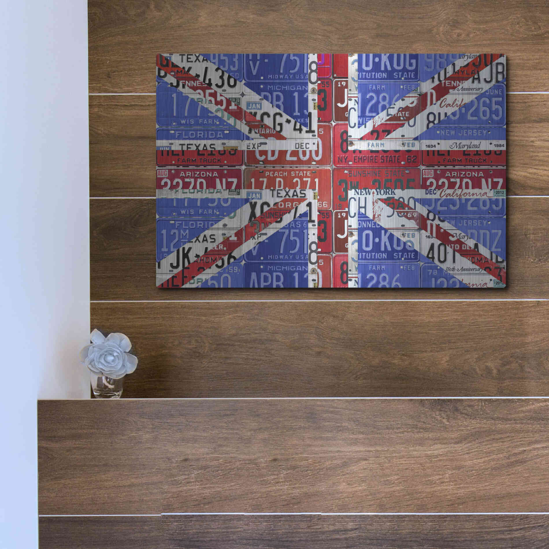 Luxe Metal Art 'UK Flag License Plate' by Design Turnpike, Metal Wall Art,16x12