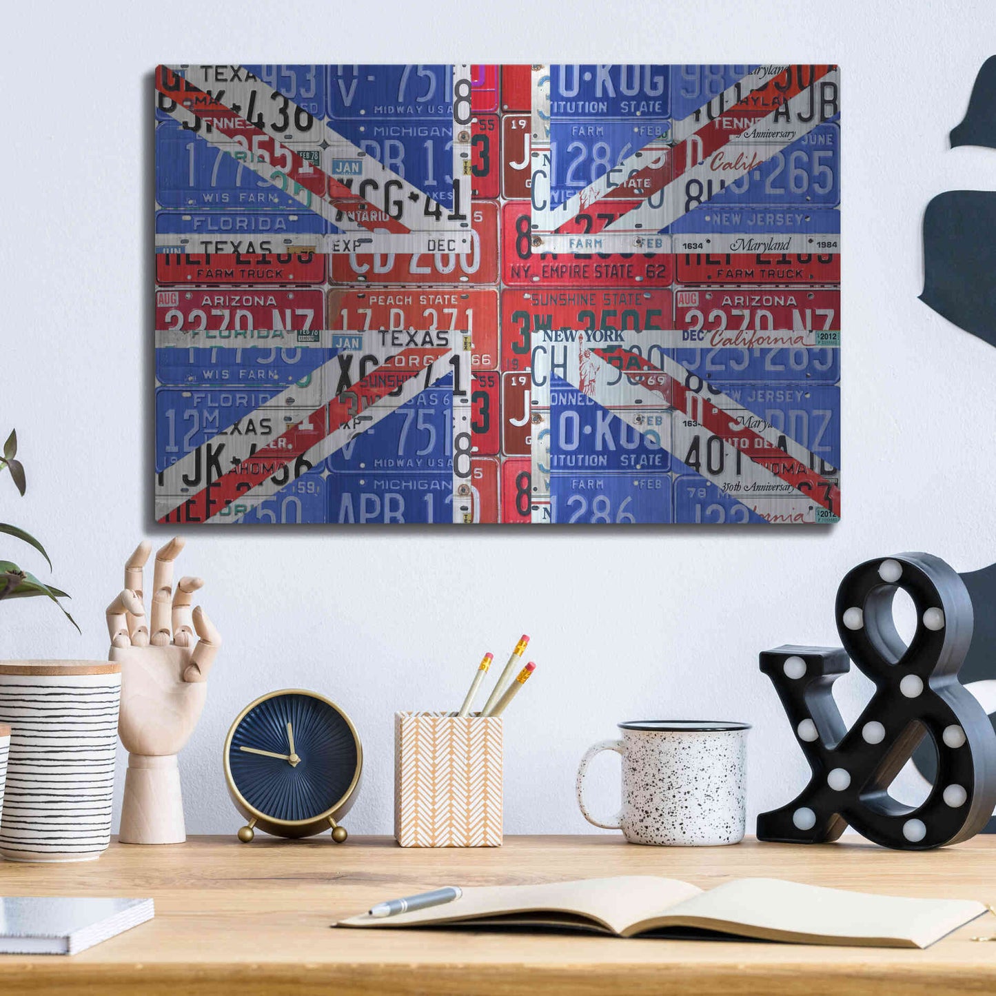 Luxe Metal Art 'UK Flag License Plate' by Design Turnpike, Metal Wall Art,16x12
