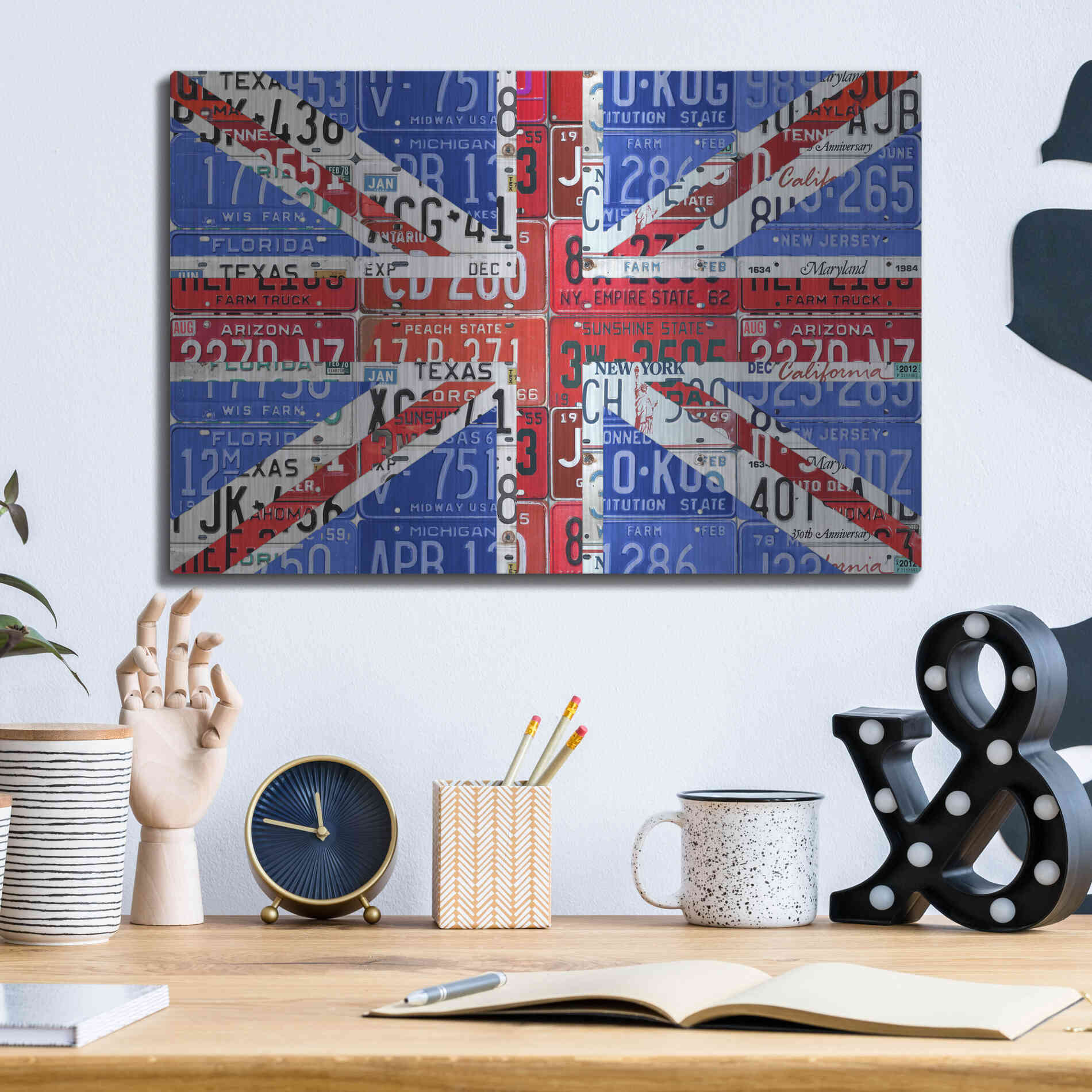 Luxe Metal Art 'UK Flag License Plate' by Design Turnpike, Metal Wall Art,16x12