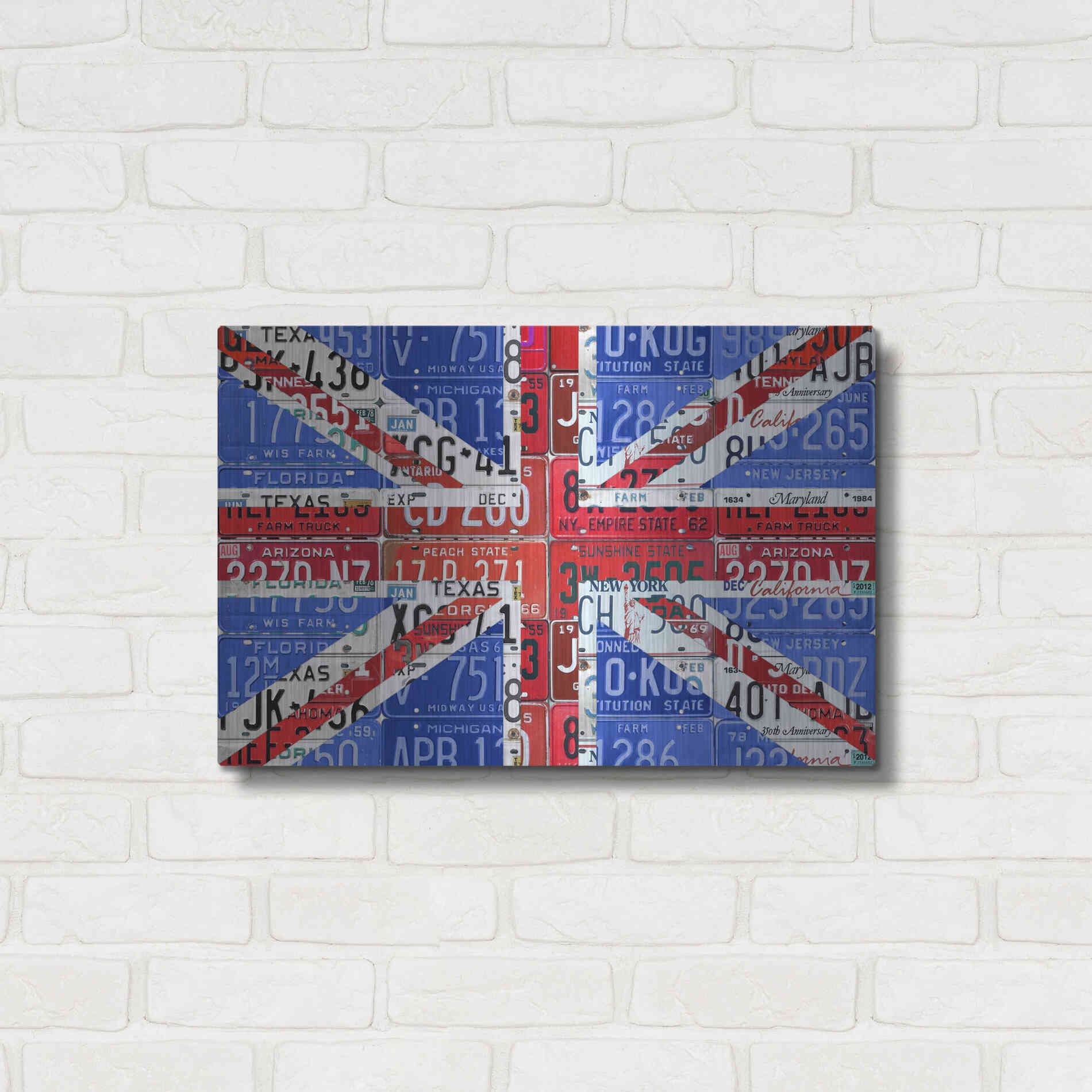 Luxe Metal Art 'UK Flag License Plate' by Design Turnpike, Metal Wall Art,24x16