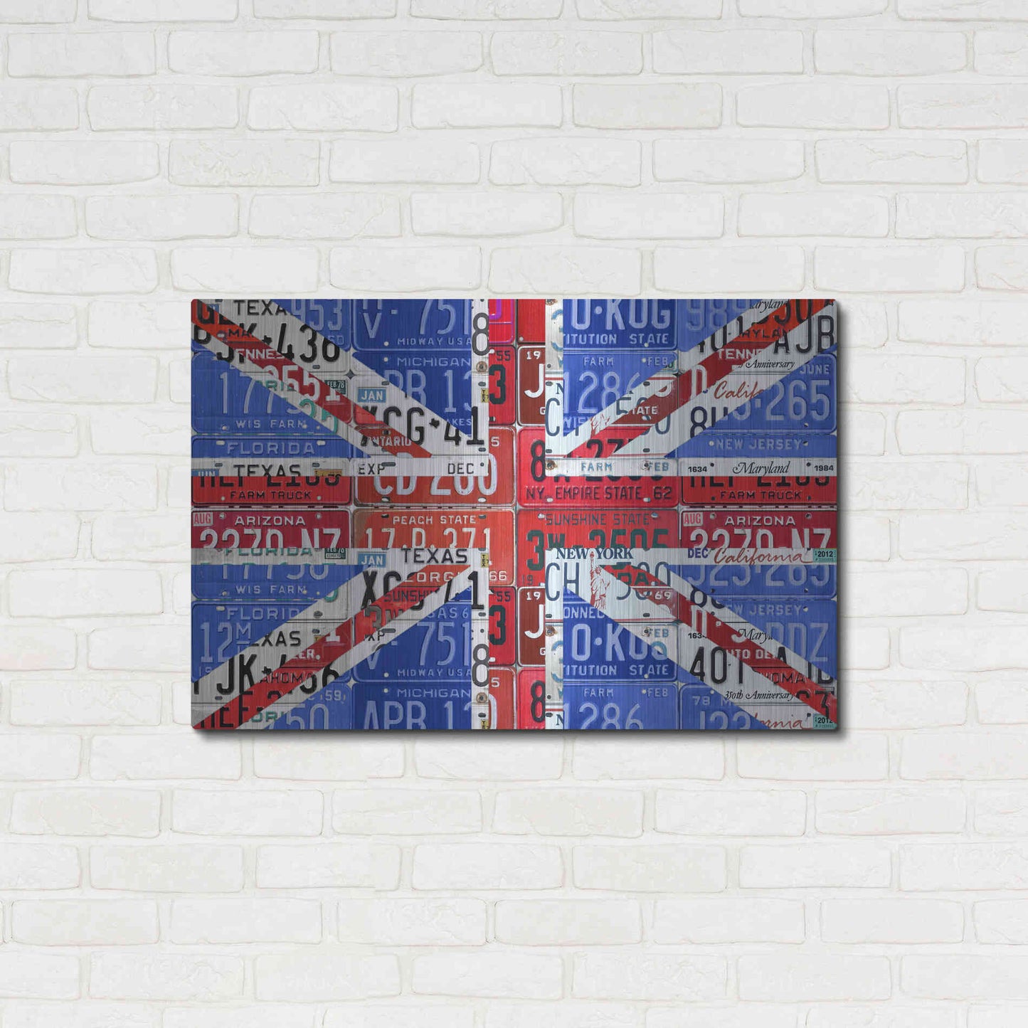 Luxe Metal Art 'UK Flag License Plate' by Design Turnpike, Metal Wall Art,36x24