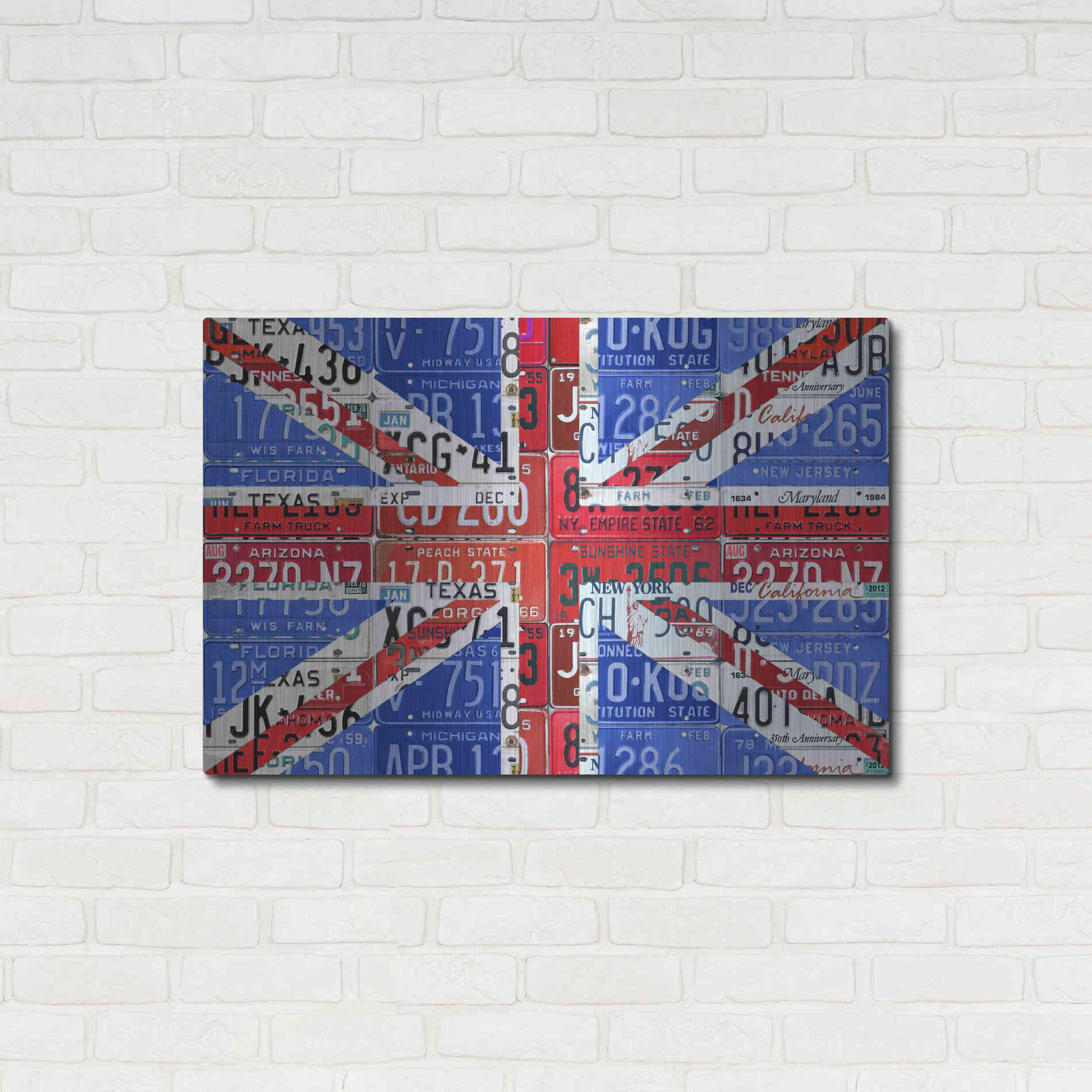 Luxe Metal Art 'UK Flag License Plate' by Design Turnpike, Metal Wall Art,36x24