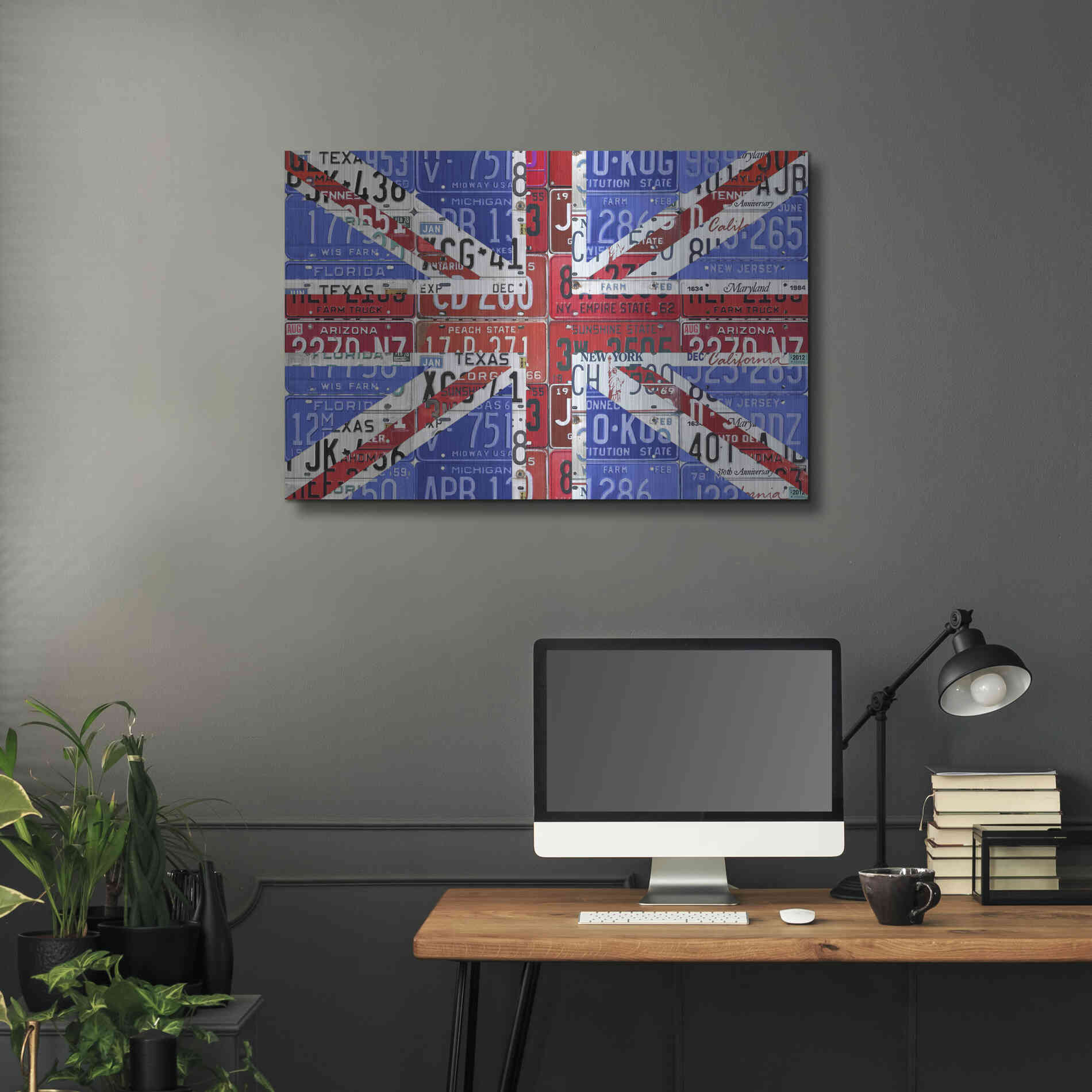 Luxe Metal Art 'UK Flag License Plate' by Design Turnpike, Metal Wall Art,36x24