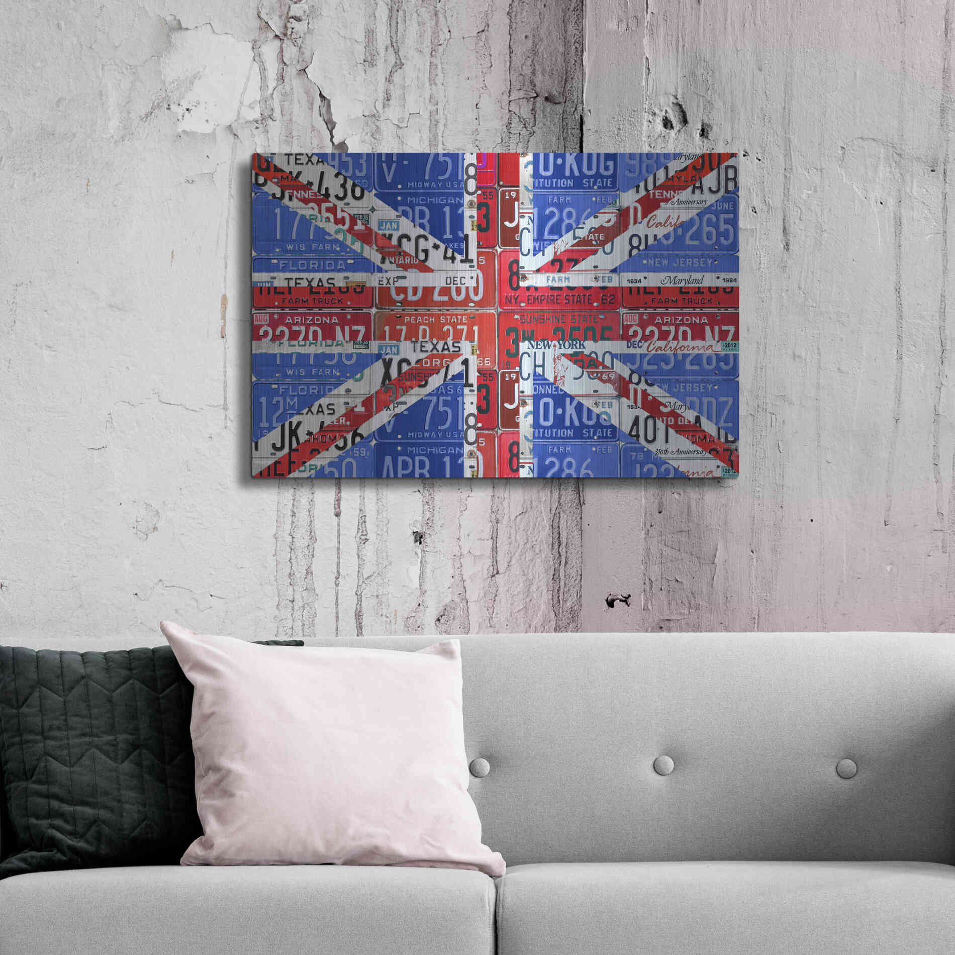 Luxe Metal Art 'UK Flag License Plate' by Design Turnpike, Metal Wall Art,36x24