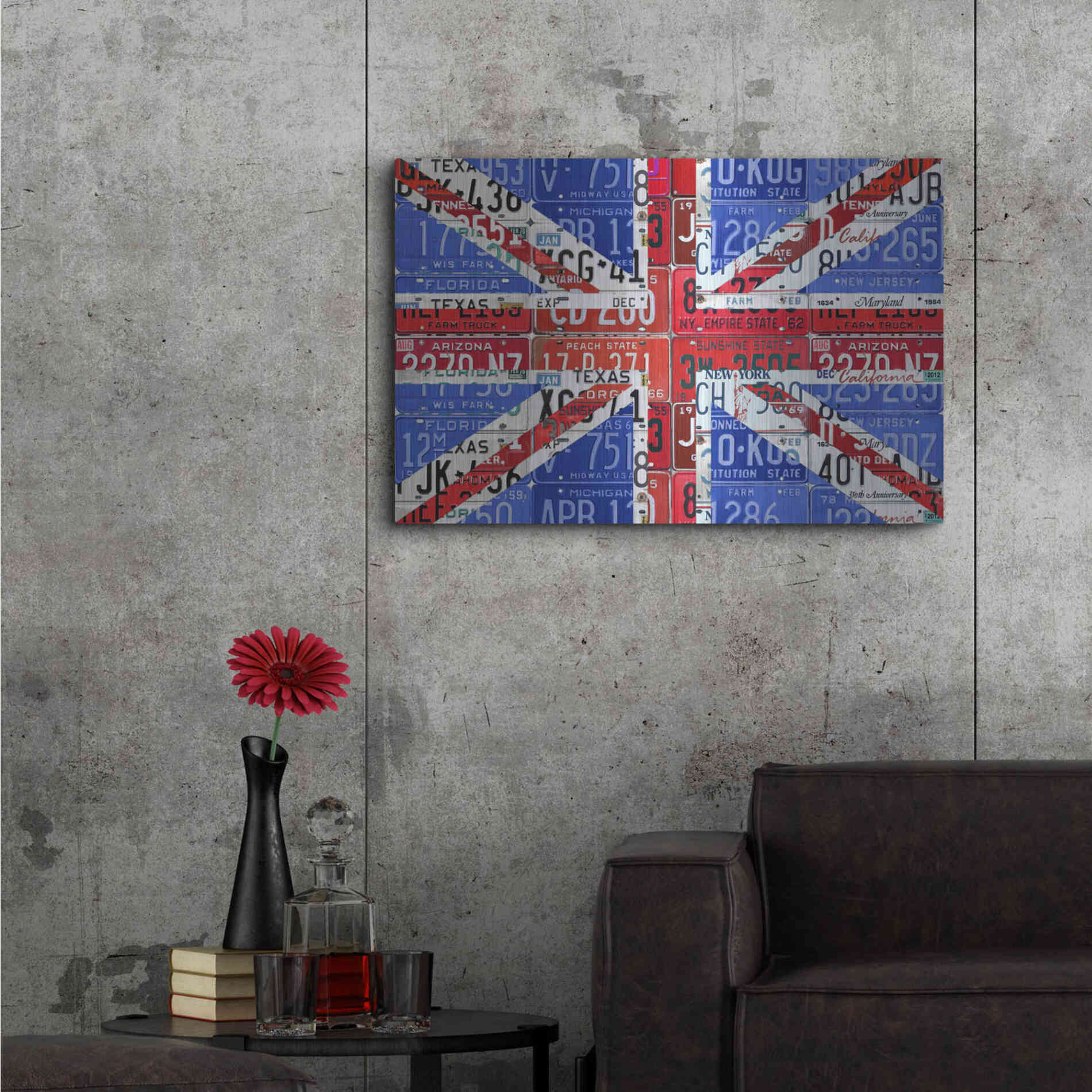 Luxe Metal Art 'UK Flag License Plate' by Design Turnpike, Metal Wall Art,36x24