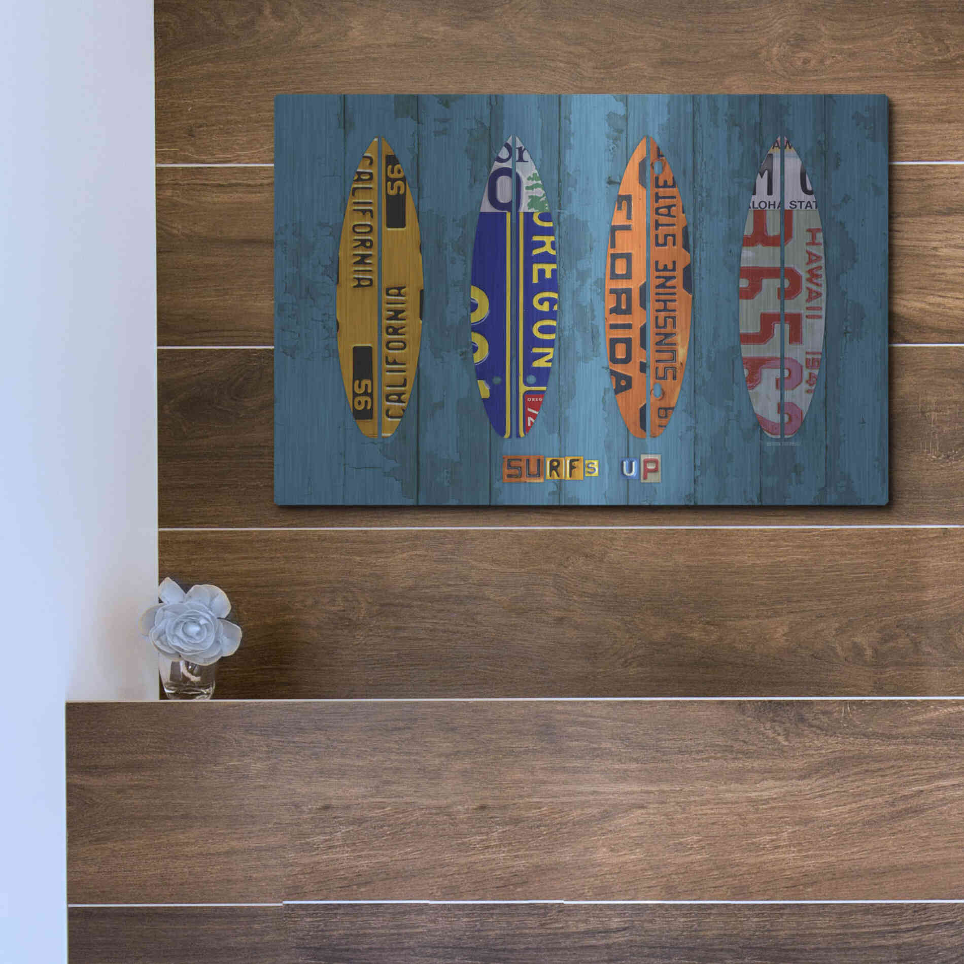 Luxe Metal Art 'Surf' by Design Turnpike, Metal Wall Art,16x12