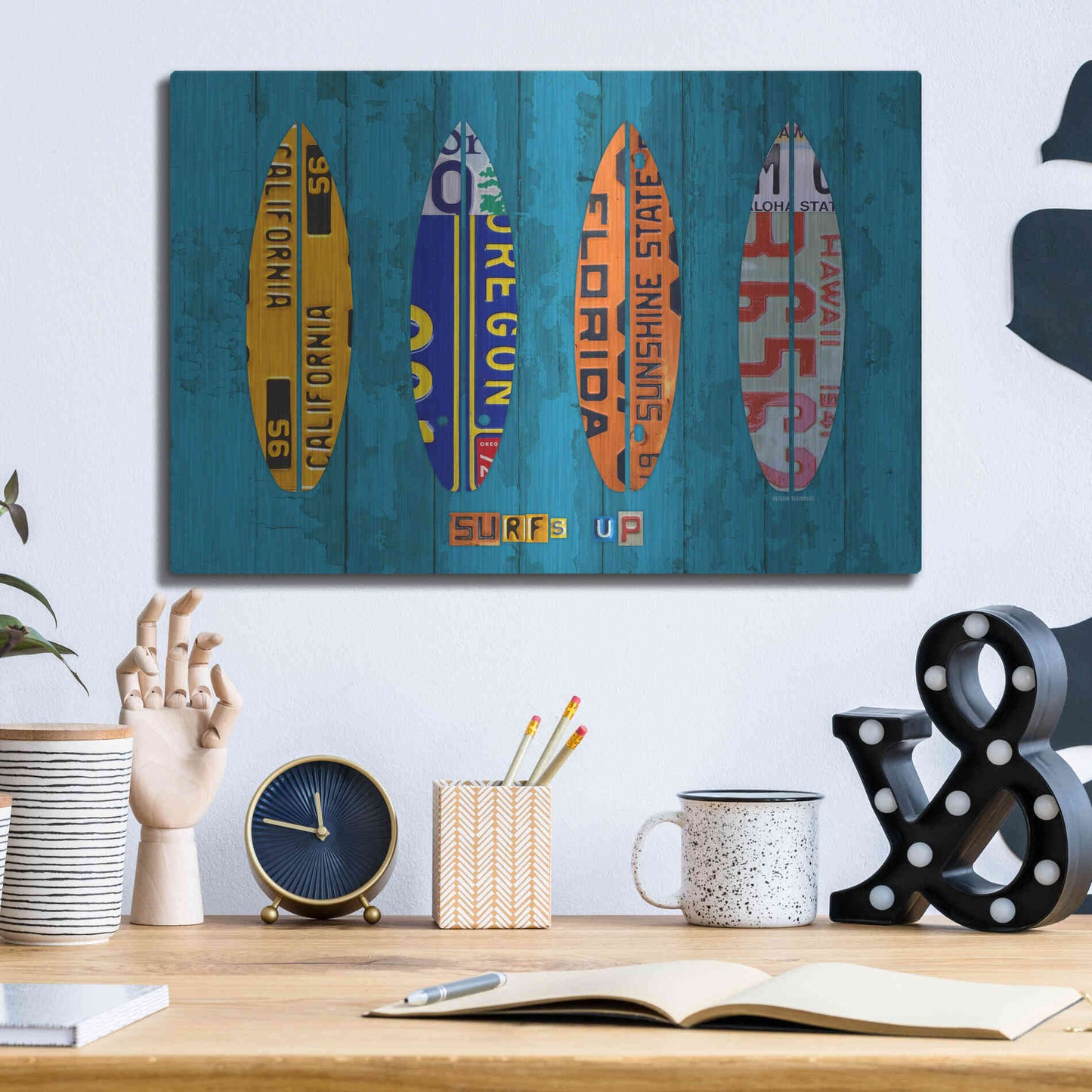 Luxe Metal Art 'Surf' by Design Turnpike, Metal Wall Art,16x12