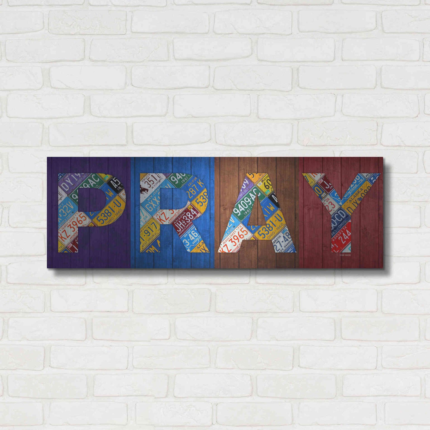 Luxe Metal Art 'Pray' by Design Turnpike, Metal Wall Art,36x12
