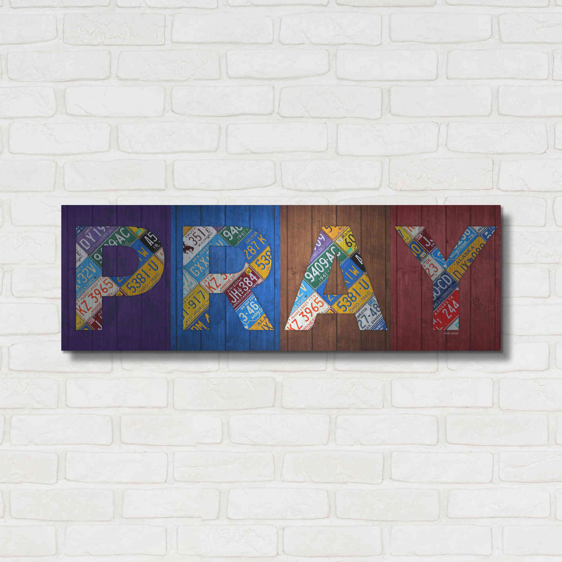 Luxe Metal Art 'Pray' by Design Turnpike, Metal Wall Art,36x12