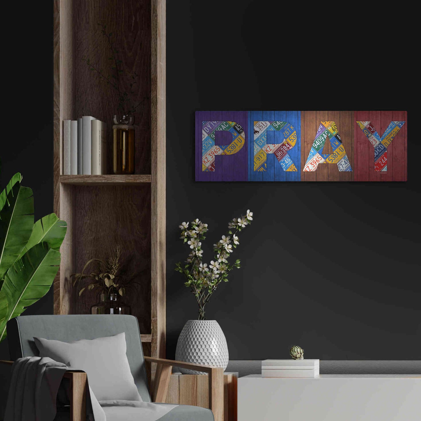 Luxe Metal Art 'Pray' by Design Turnpike, Metal Wall Art,36x12